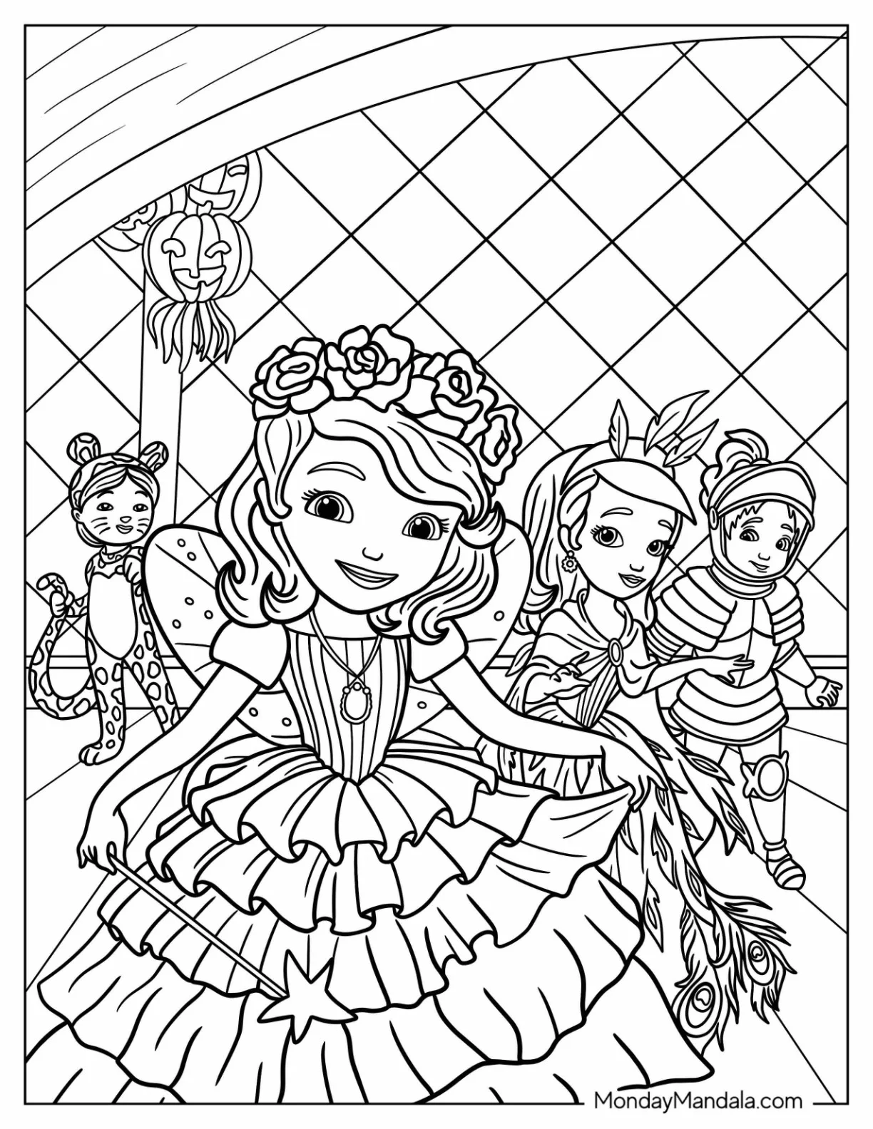 Sofia The First Coloring Page Of Halloween Ball coloring page