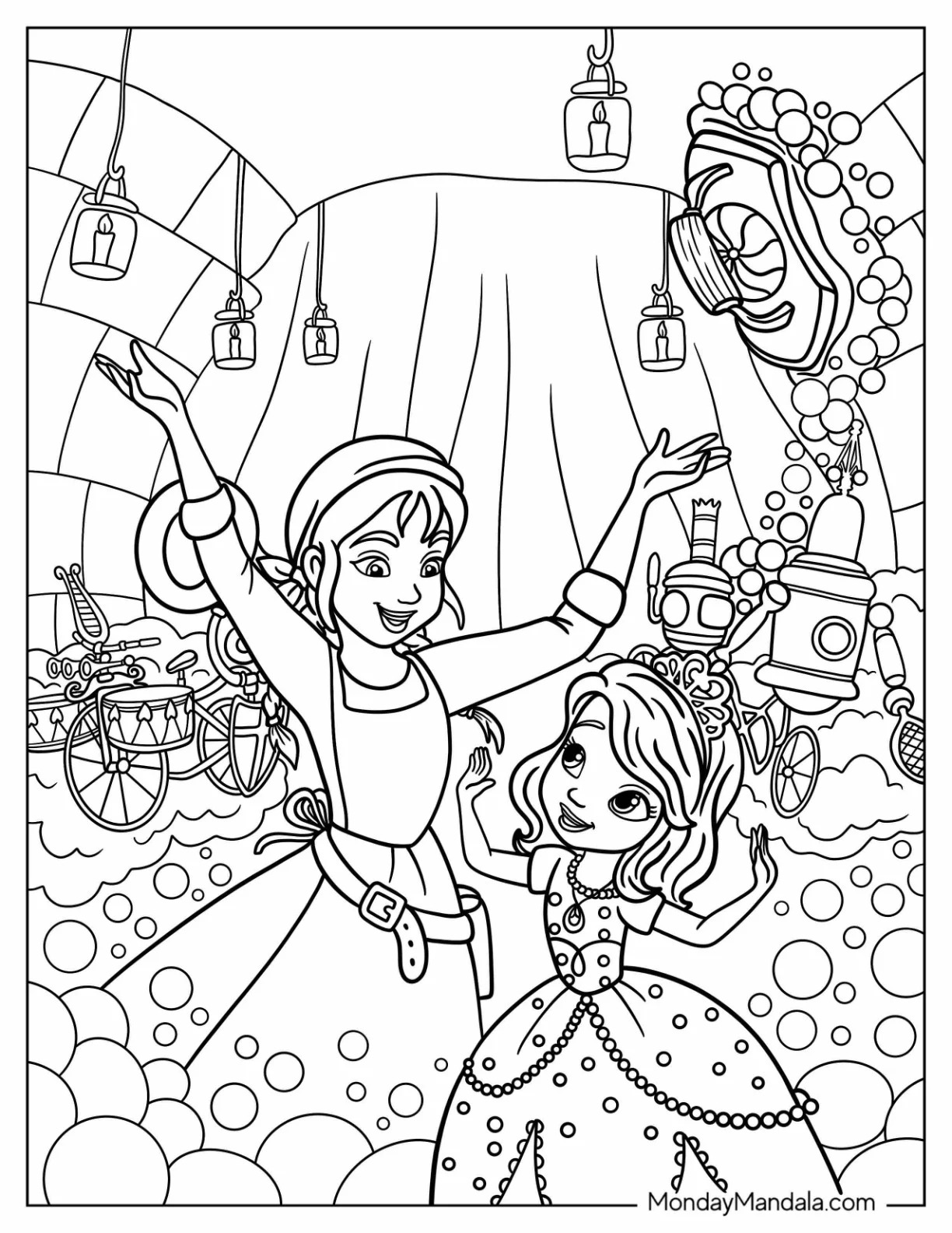 Sofia The First Coloring Page Of Having Fun With Gwen coloring page
