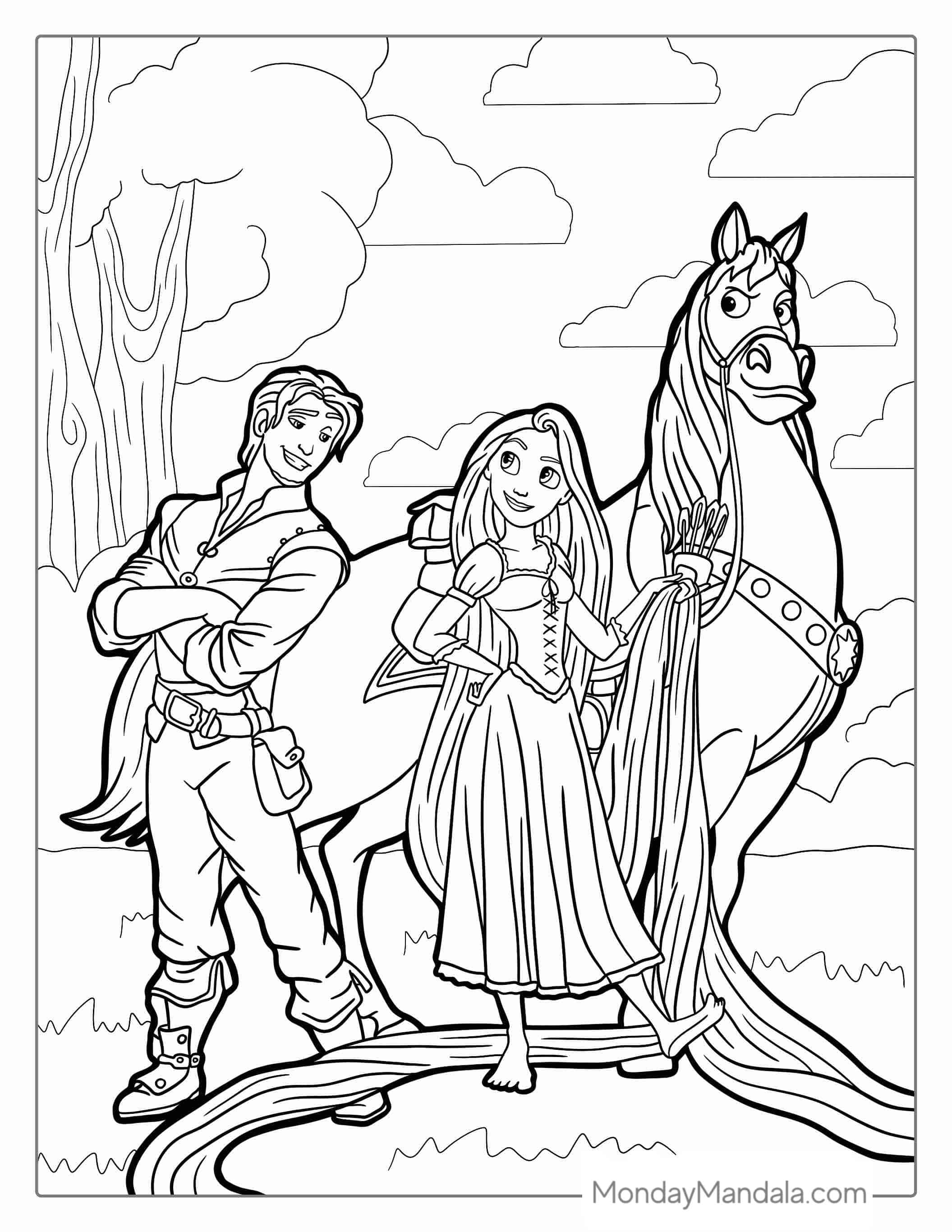 Characters From Tangled Movie To Color coloring page