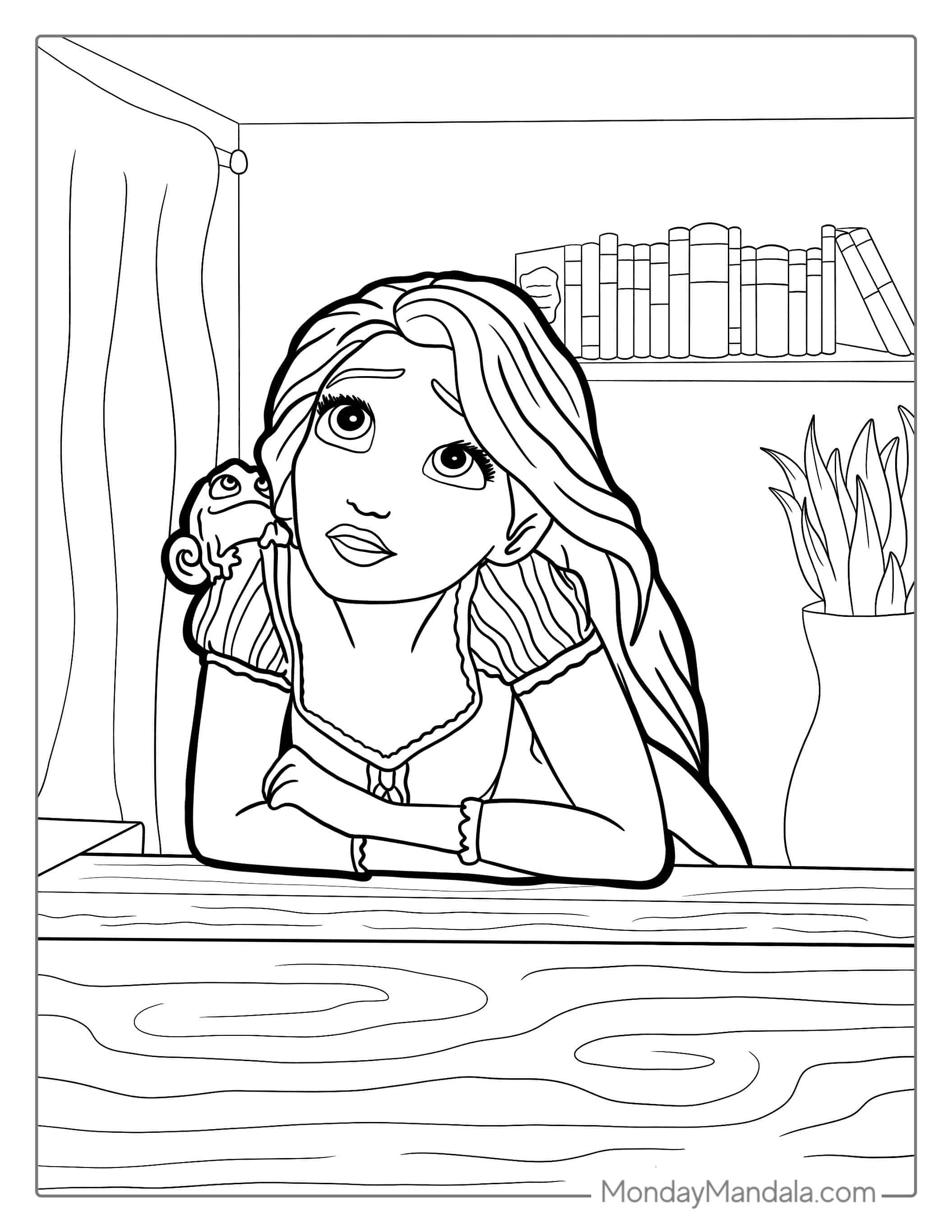 Rapunzel From Tangled Movie To Color coloring page