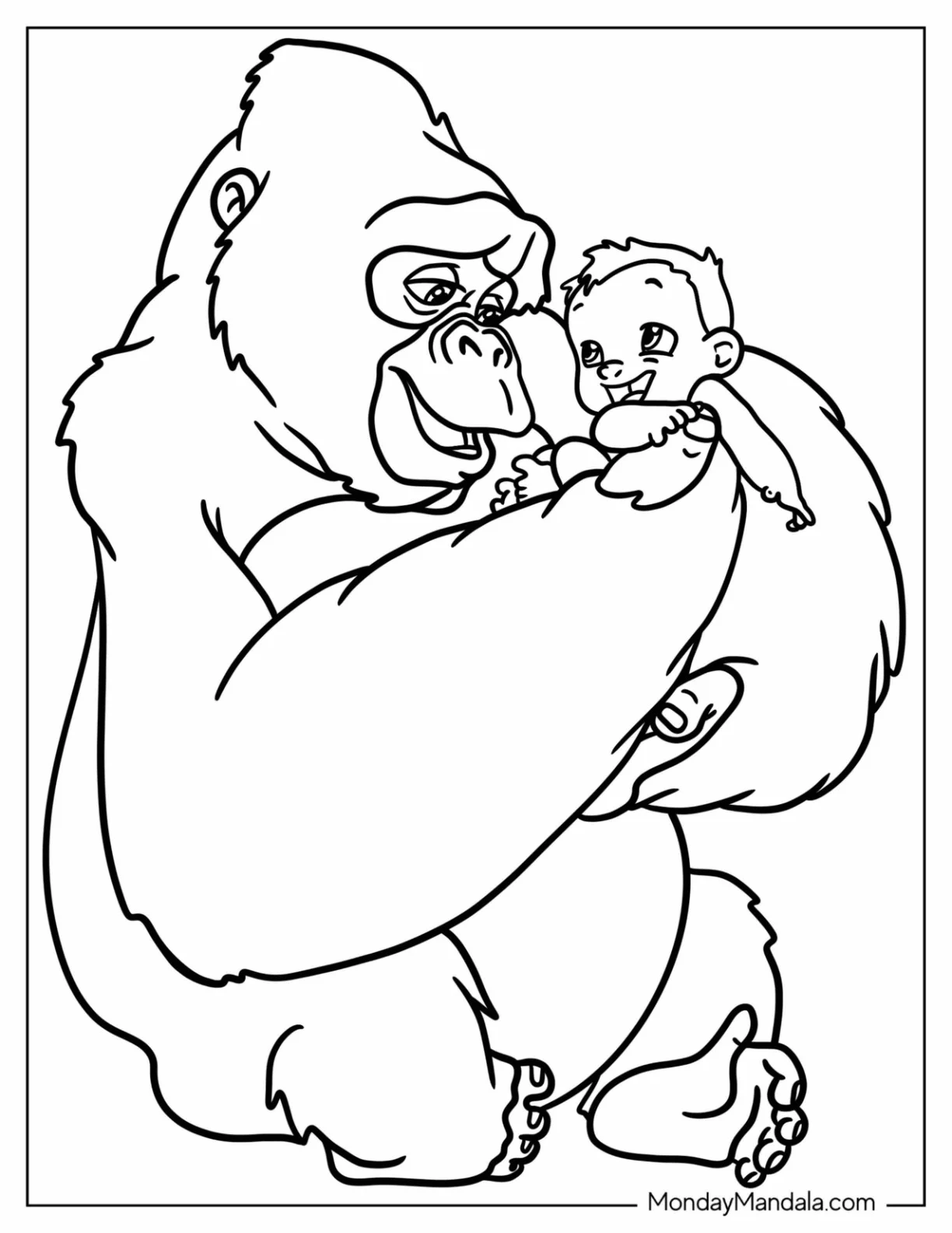 Kala Cradling Baby Tarzan Coloring Page For Kids coloring page
