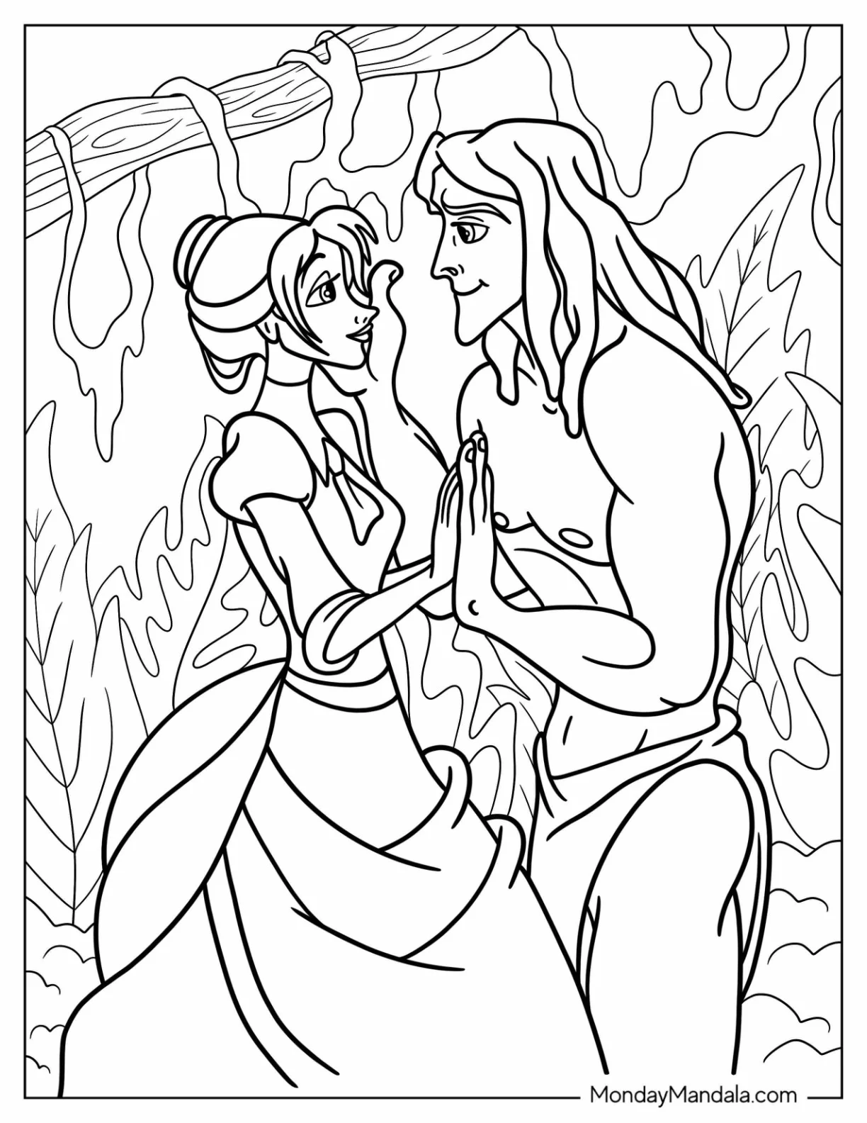 Tarzan Coloring Page Looking Lovingly At Jane coloring page