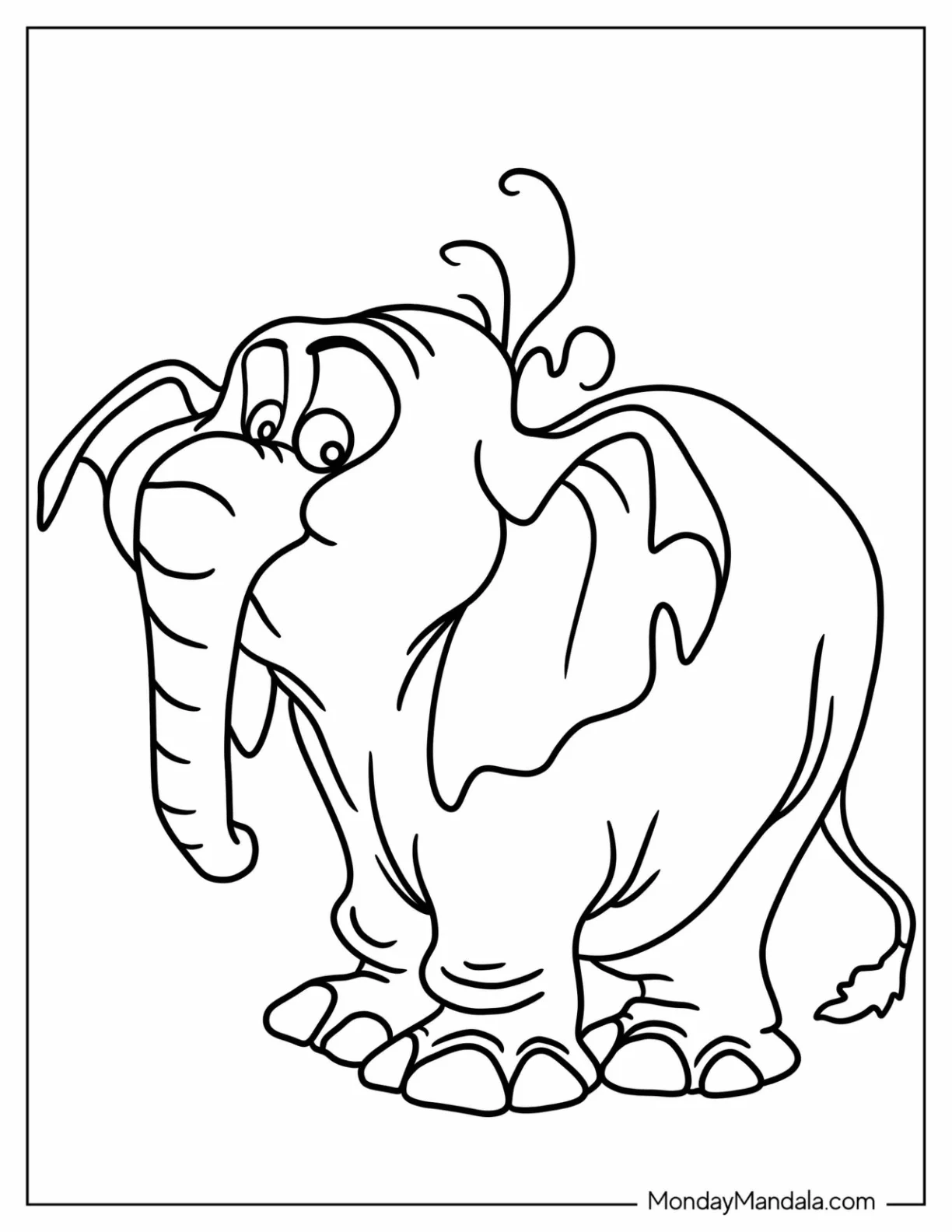 Tarzan Coloring Page Of Baby Tantor For Preschoolers coloring page — printable line art