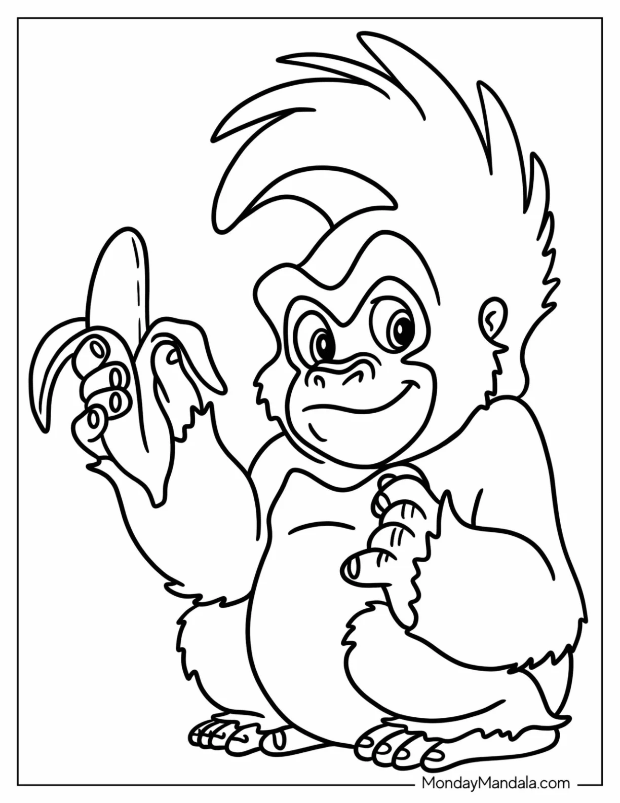 Tarzan Coloring Page Of Baby Terk Holding Banana For Kids coloring page