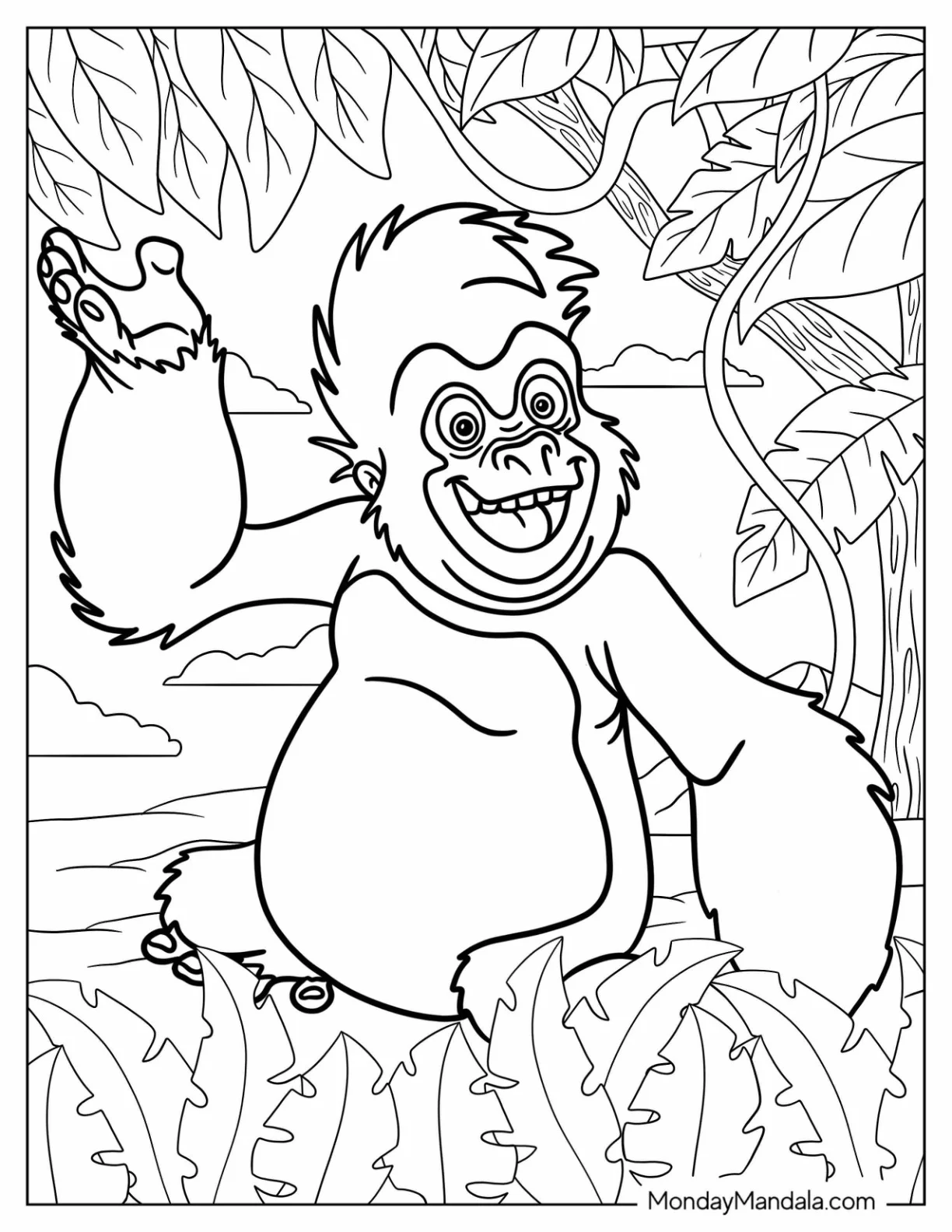 Tarzan Coloring Page Of Terk Waving And Smiling coloring page