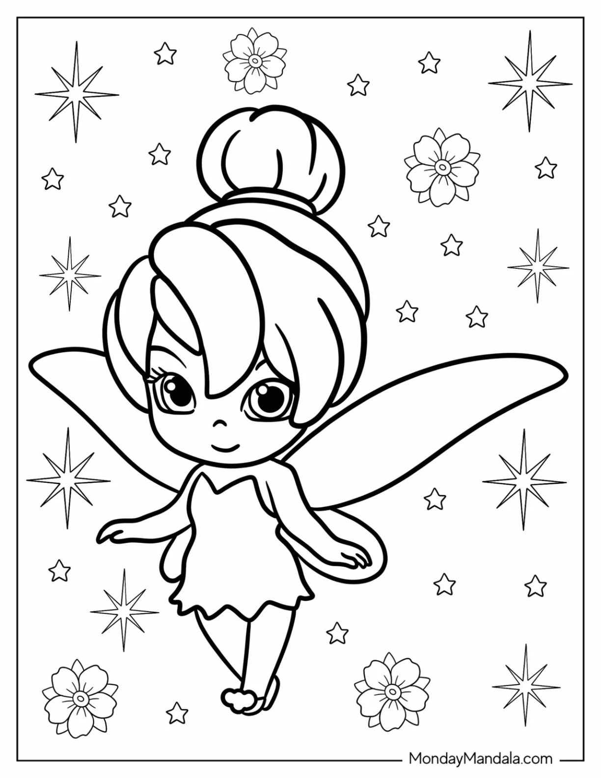 Adorable Kawaii Tinker Bell Coloring Page For Kids coloring page