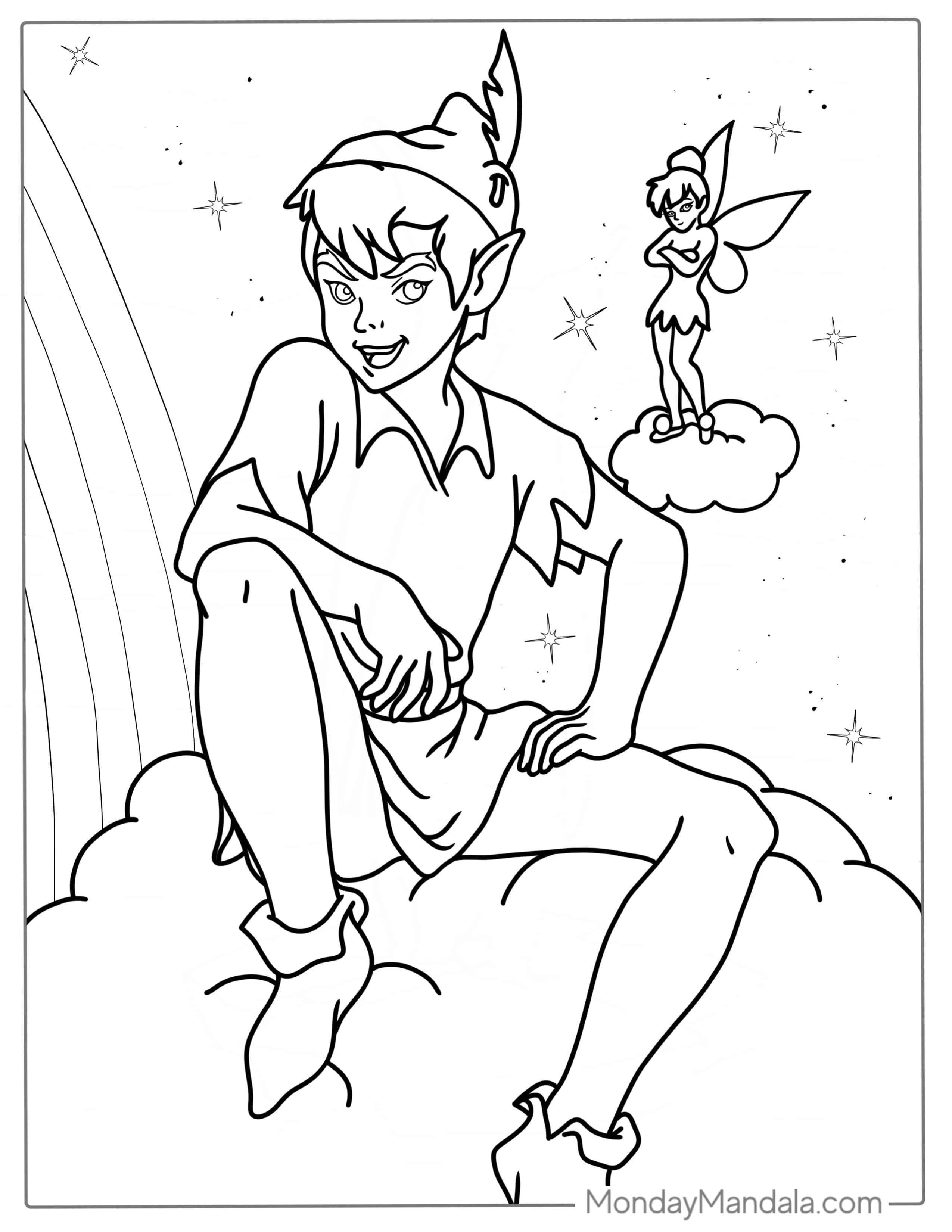 Coloring Page Of Tinker Bell And Peter Pan coloring page