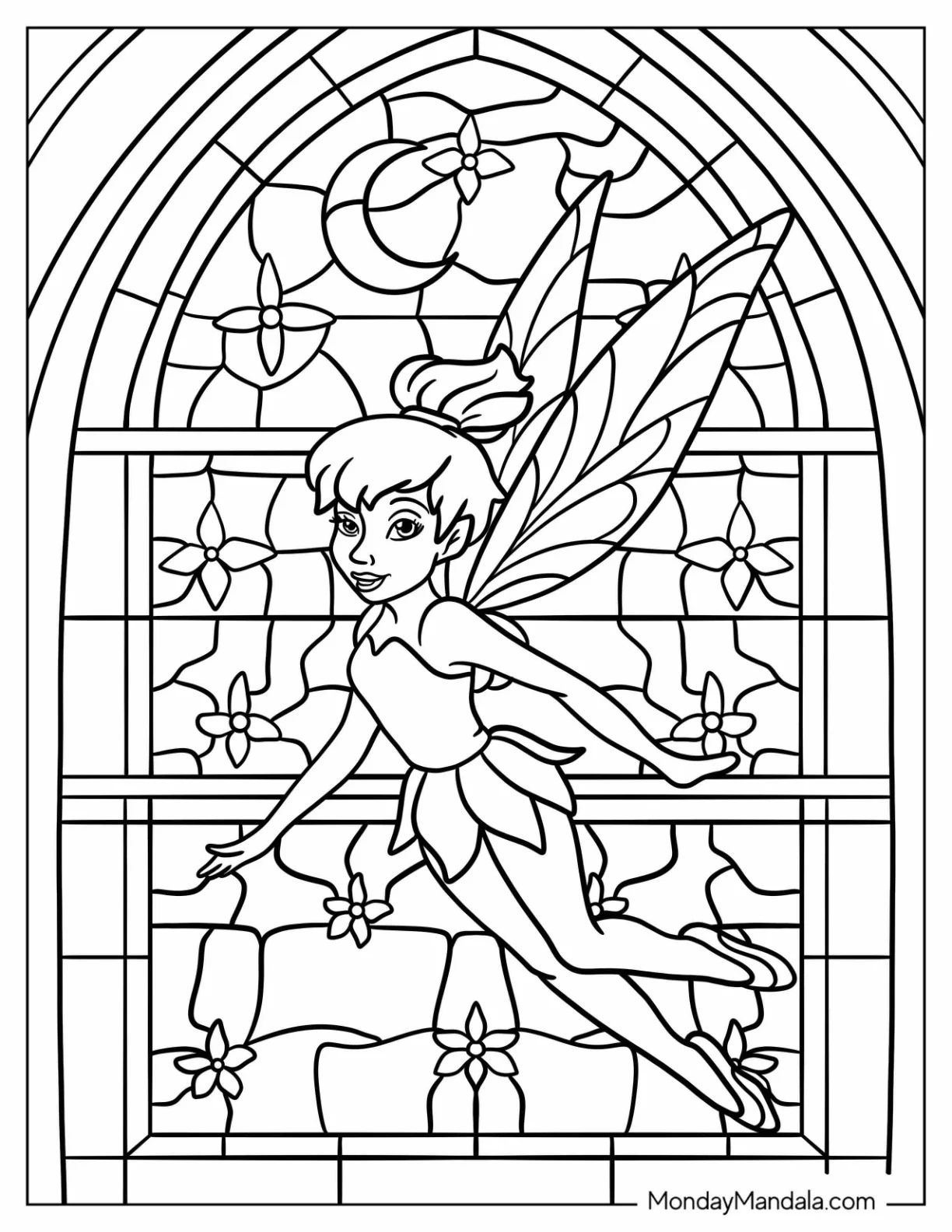 Detailed Tinker Bell Coloring Page Stained Glass coloring page
