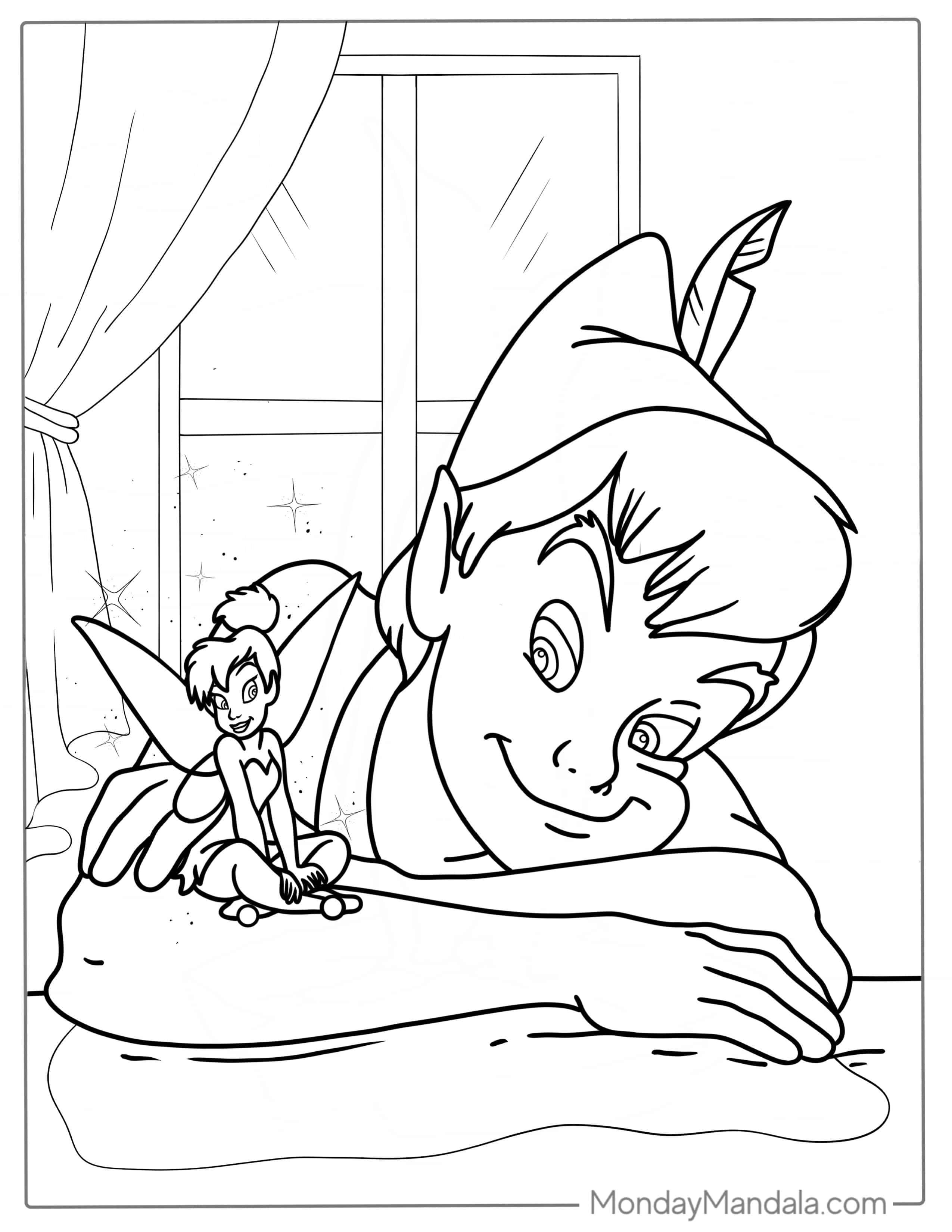 Easy Coloring Page Of Tinker Bell And Peter Pan coloring page