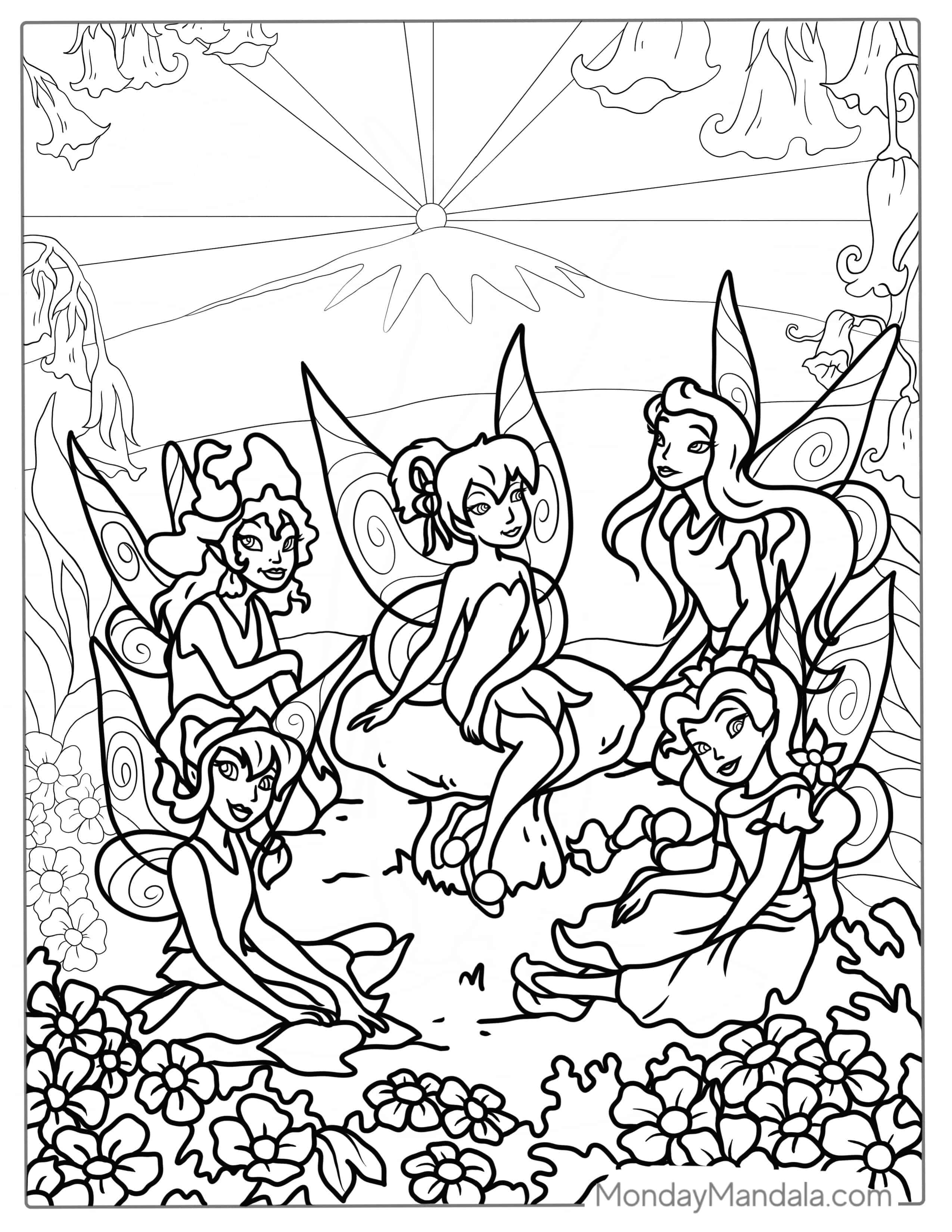 Pixie Hollow Coloring Page For Kids coloring page — printable line art