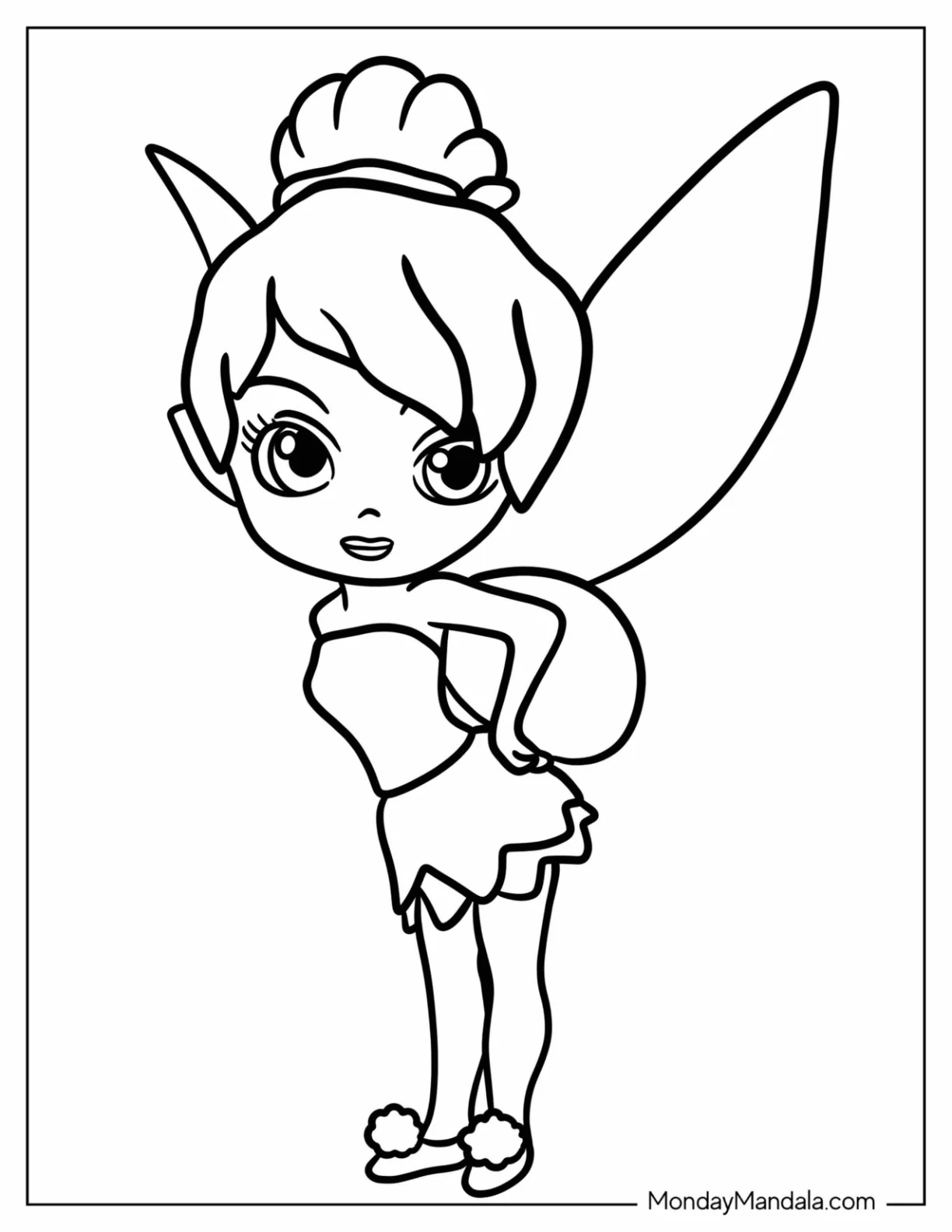 Sassy Chibi Tinker Bell Coloring Page For Preschoolers coloring page
