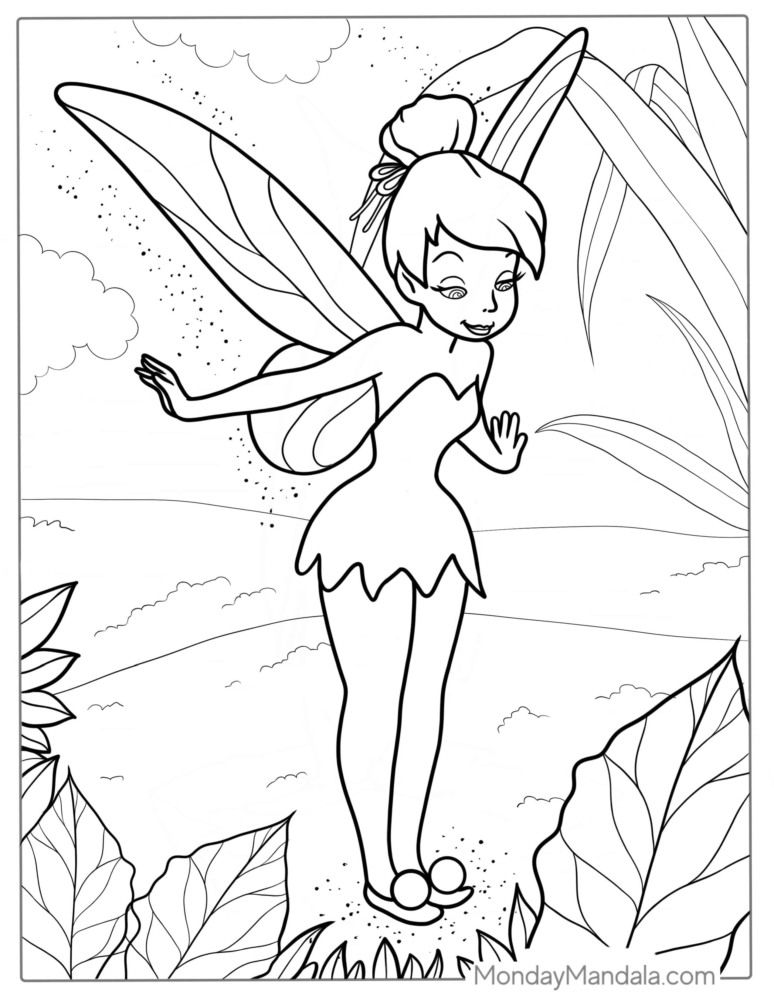 Tinker Bell In Pixie Hollow Coloring Page coloring page
