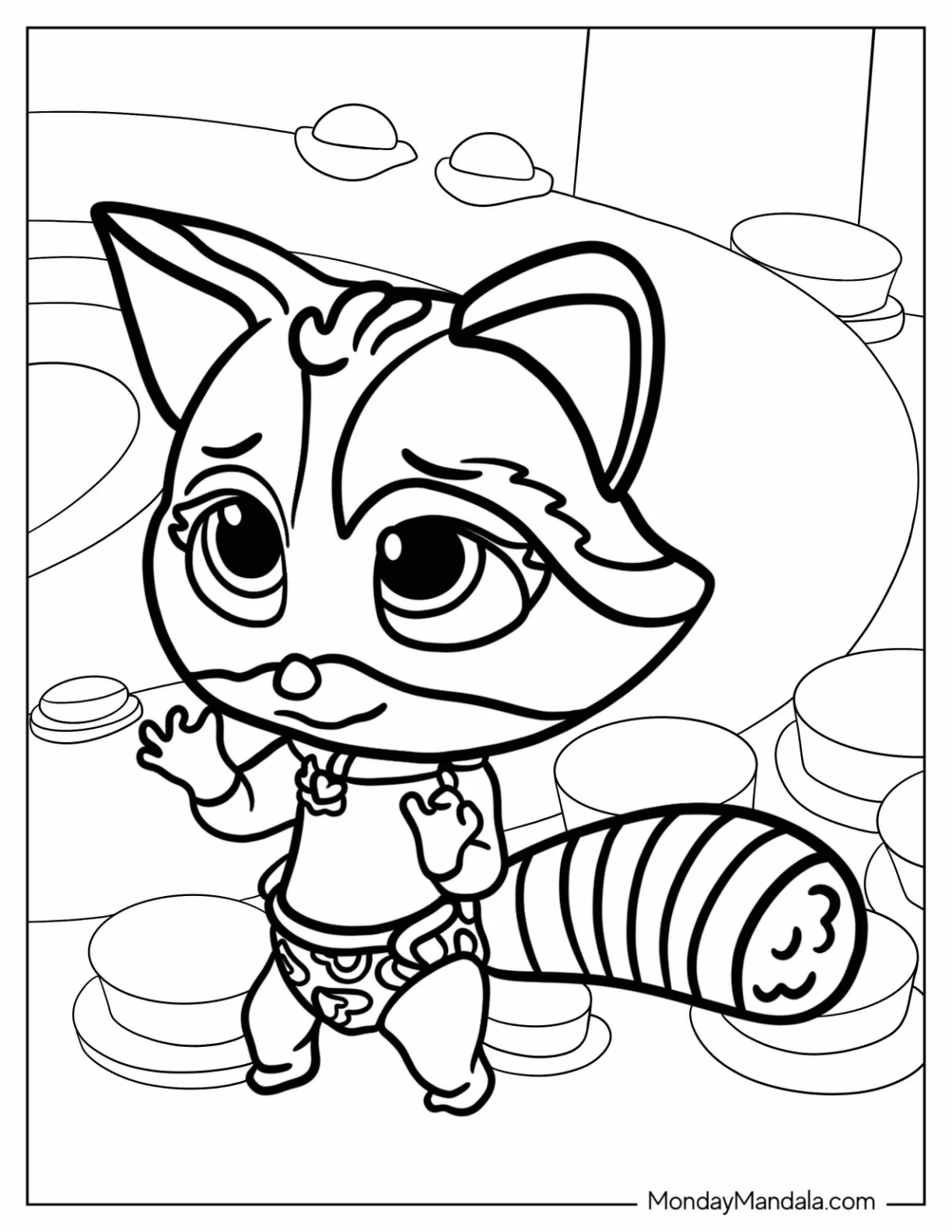 TOTS Coloring Page Of Adorable Rea In Diapers For Kids coloring page — printable line art