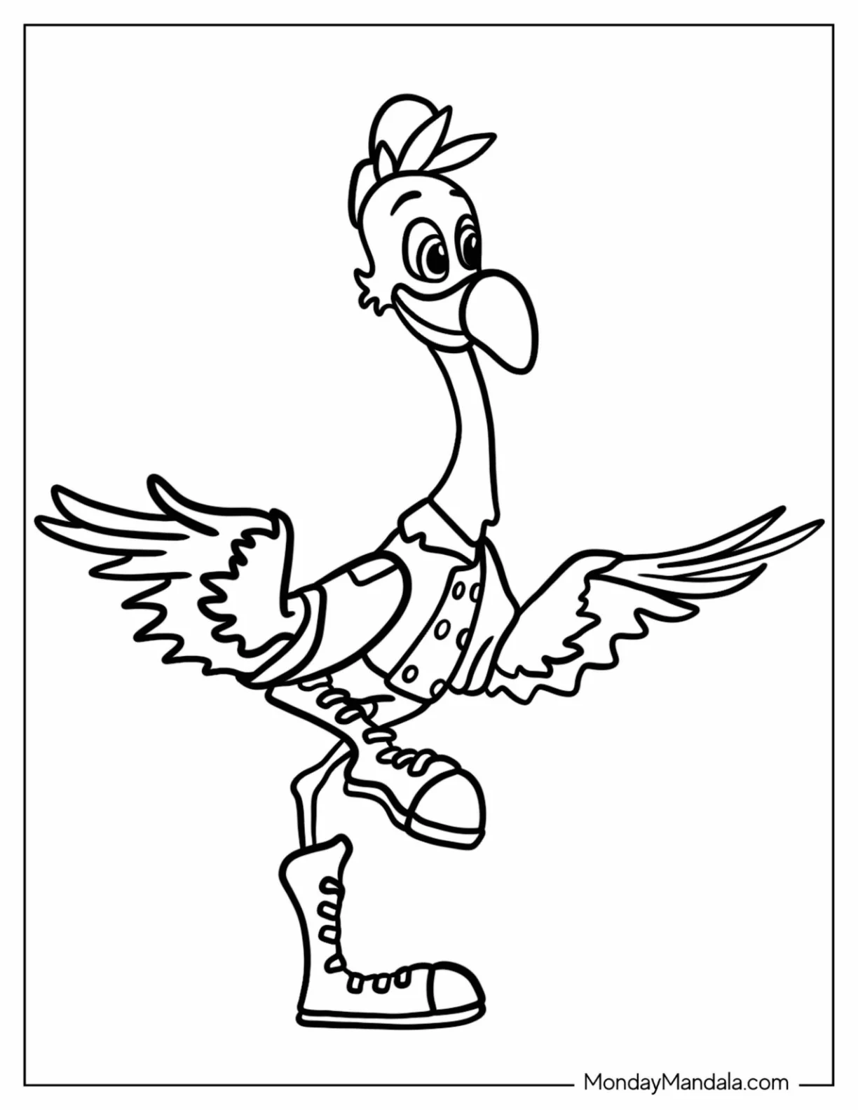 TOTS Coloring Page Of Easy Freddy The Flamingo For Kids coloring page