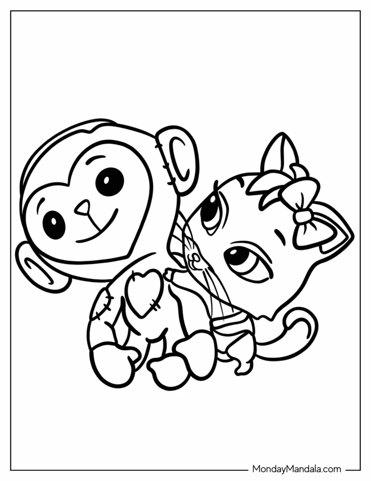 TOTS Coloring Page Of Mia Hugging A Stuffed Toy coloring page