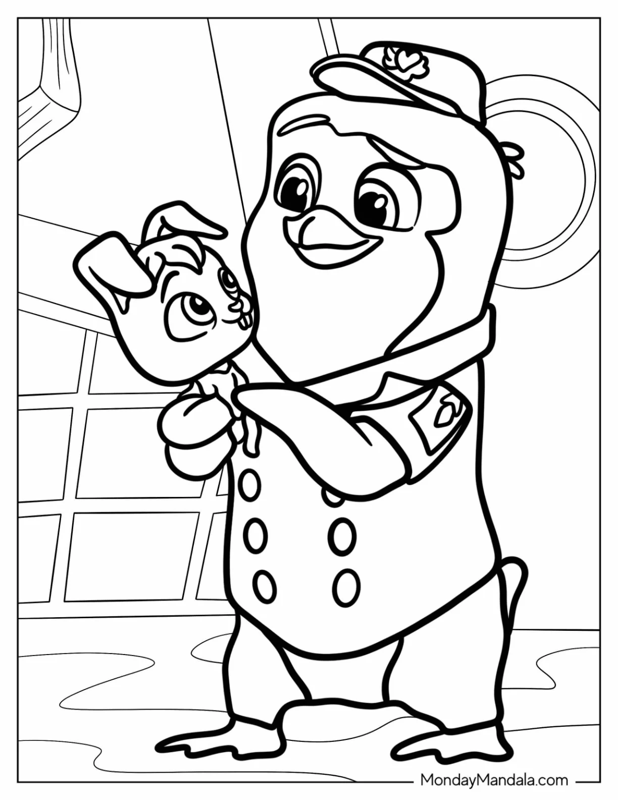 TOTS Coloring Page Of Pip Cradling Bobtail coloring page