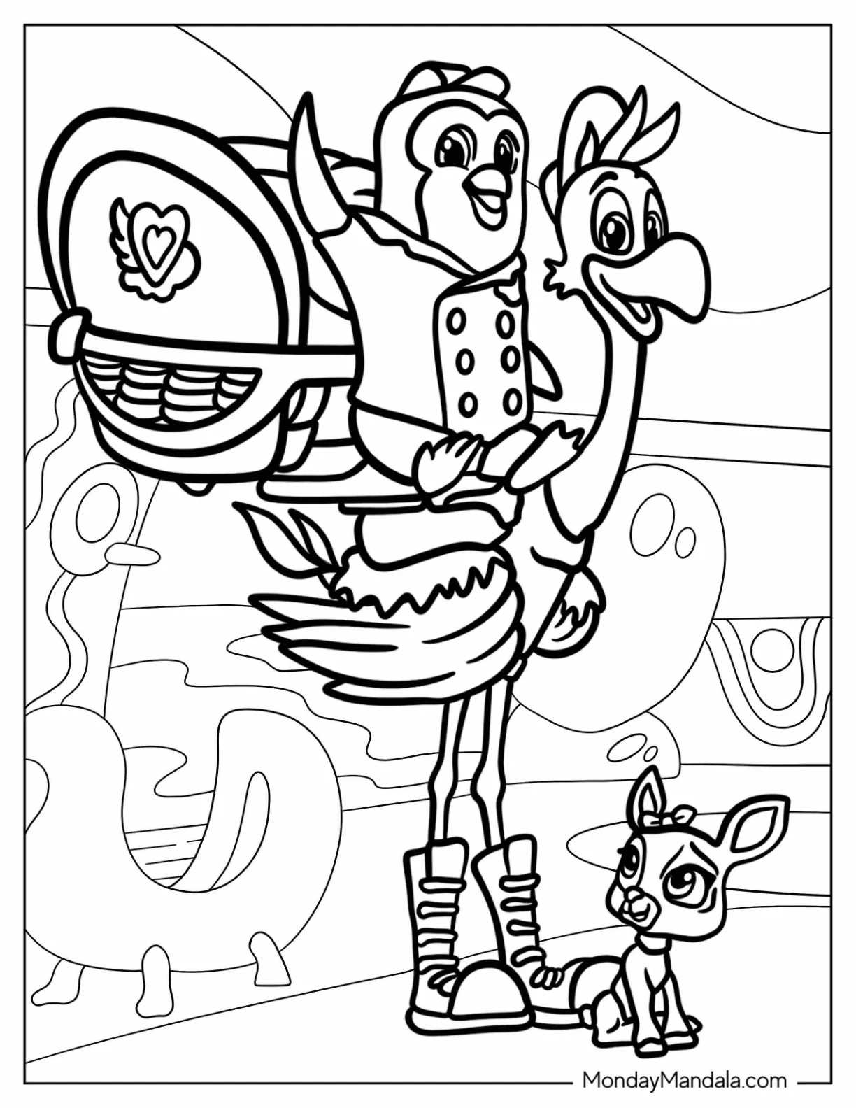 TOTS Coloring Page Of Pip, Freddy, And Mia For Kids coloring page