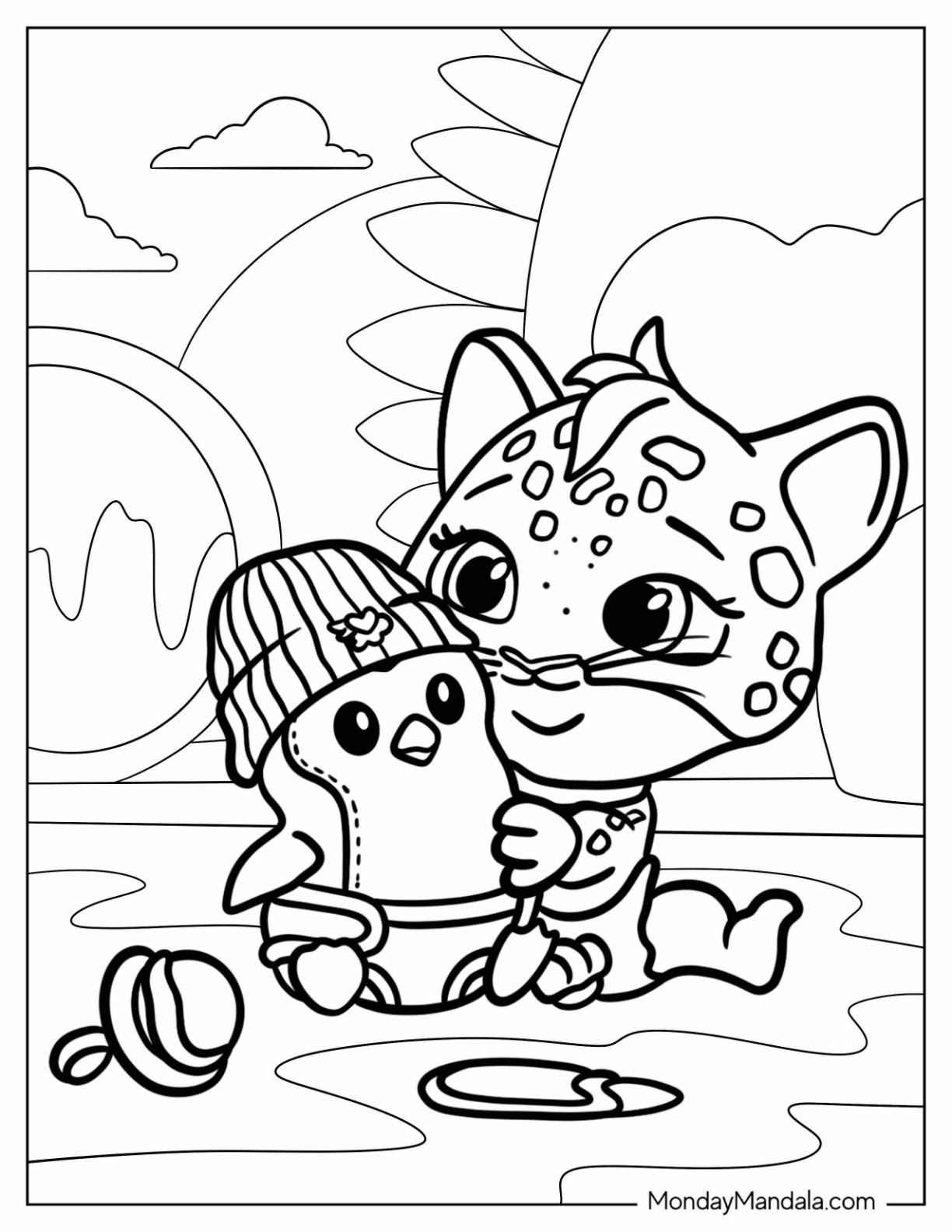 TOTS Coloring Page Of Tabitha Holding A Pip Stuffed Toy coloring page