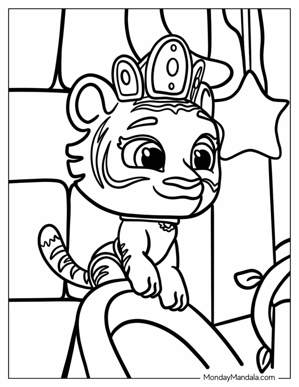 TOTS Coloring Page Of Tiberius With A Crown For Kids coloring page — printable line art