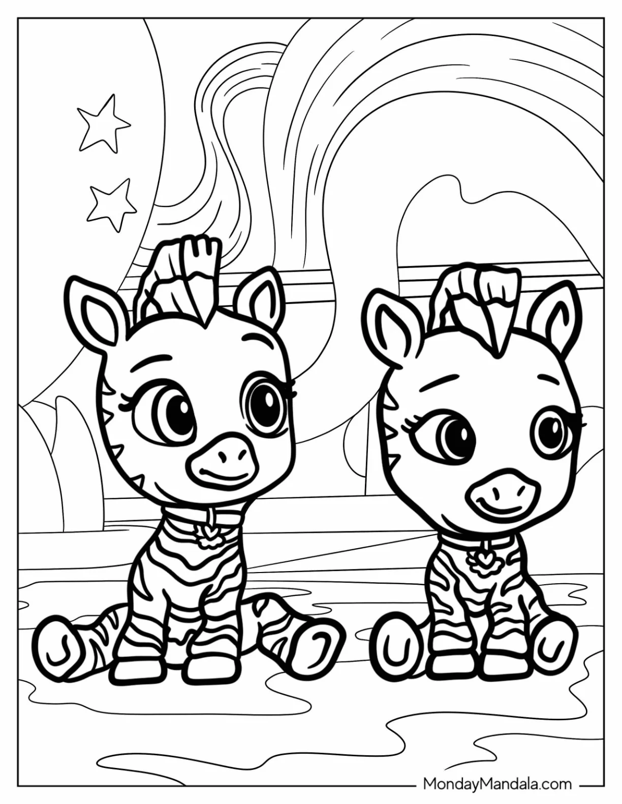 TOTS Coloring Page Of Zola And Zora Zebra coloring page