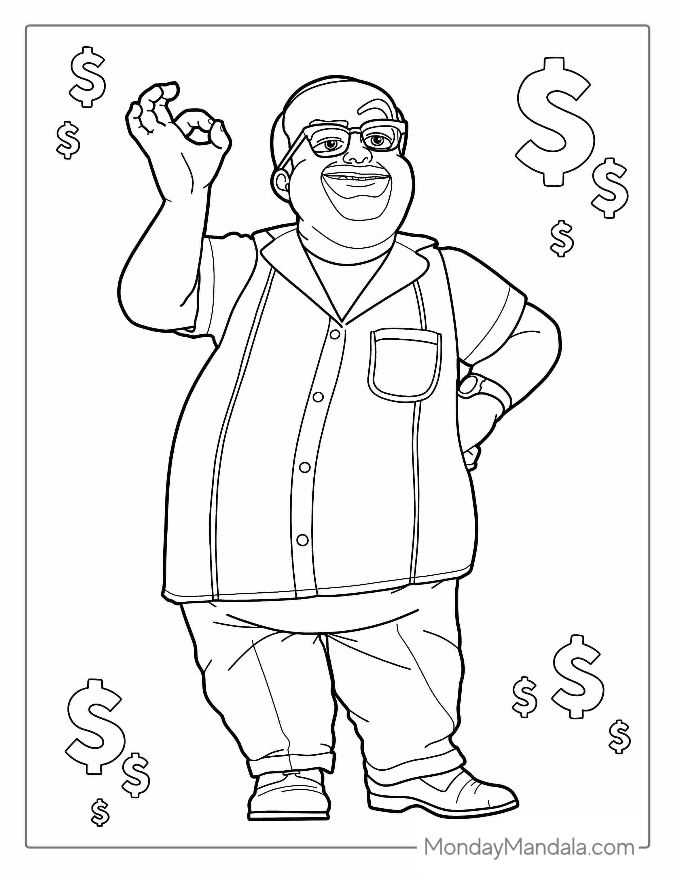 Al McWhiggin (The Chicken Man) Coloring Page coloring page