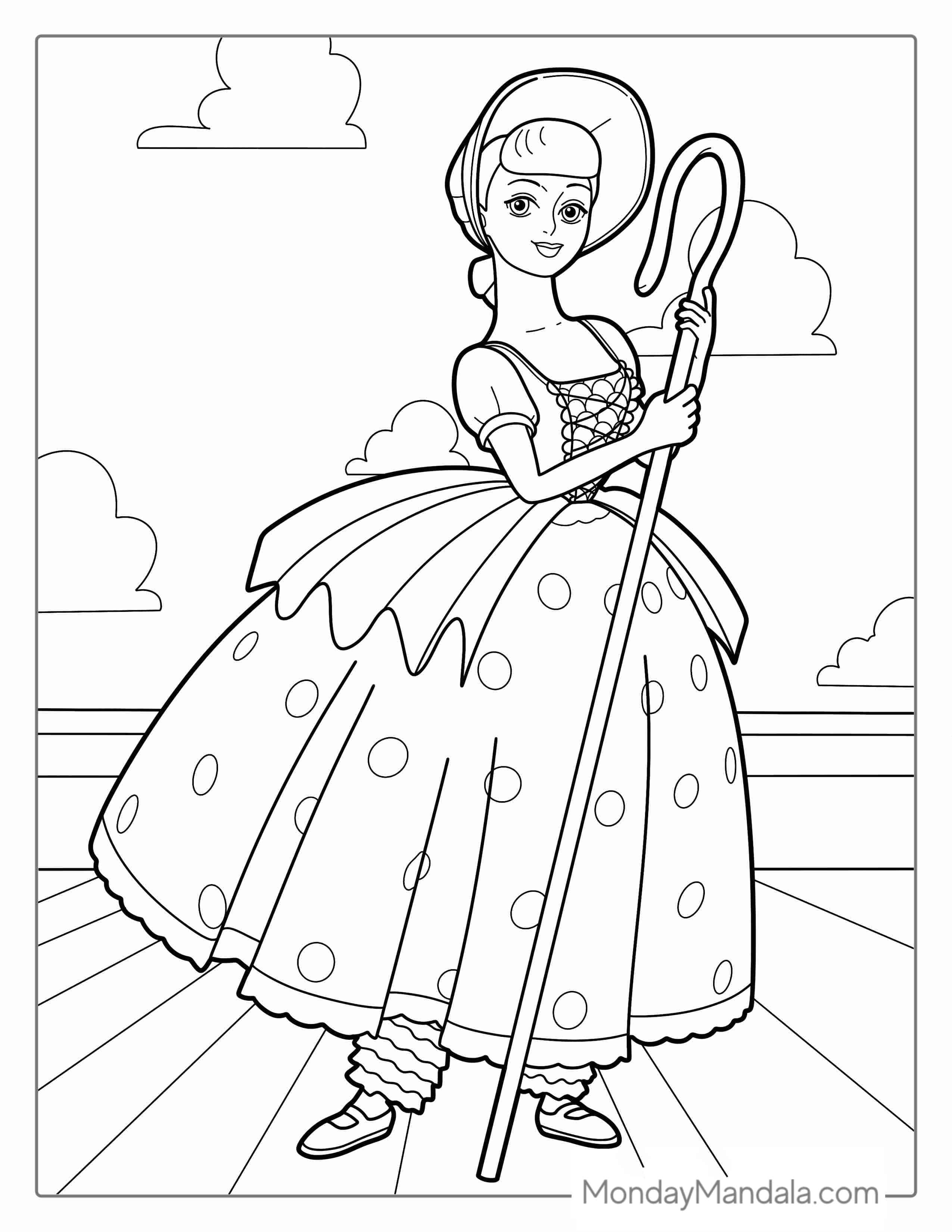 Coloring Page Of Bo Peetp Holding Staff coloring page