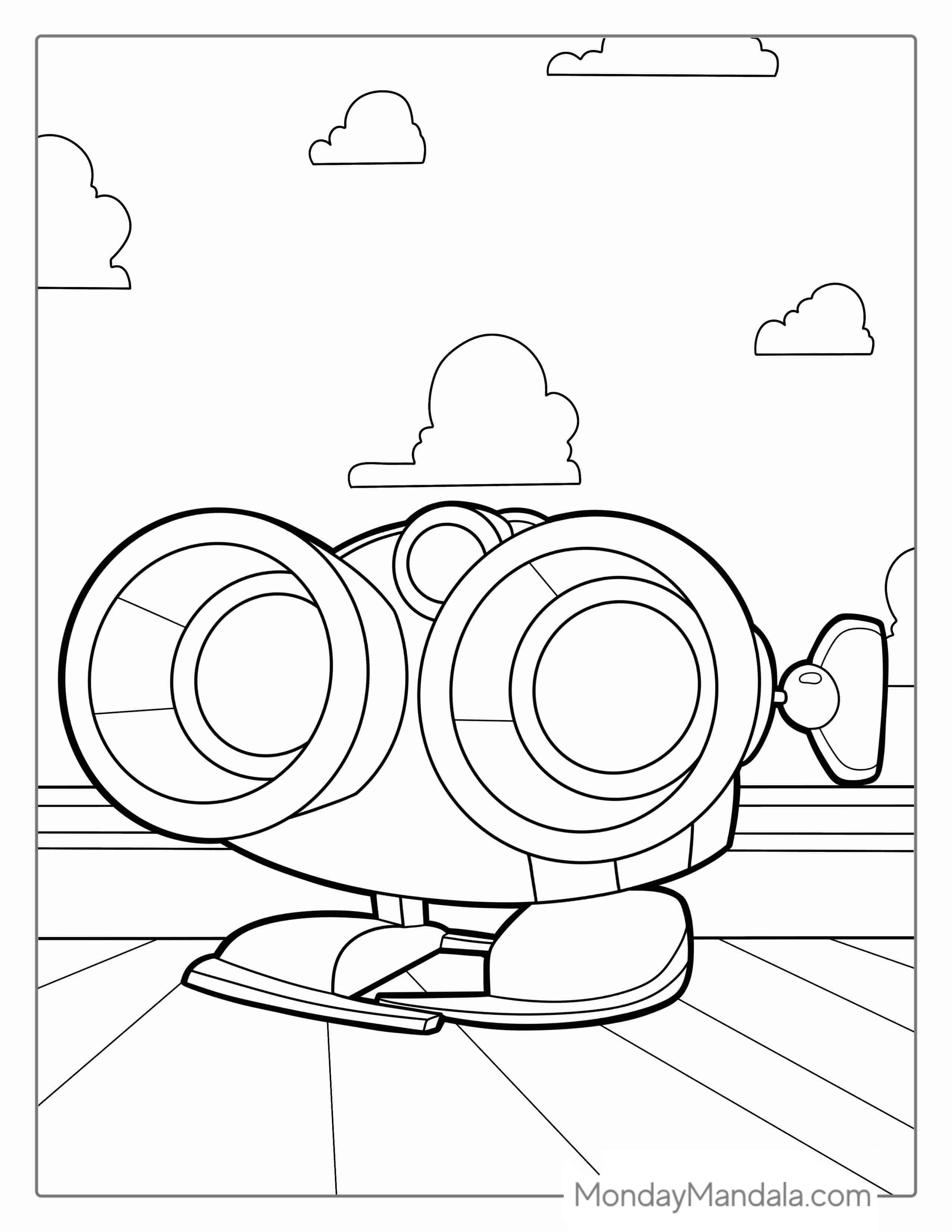 Lenny the Binoculars Coloring Sheet For Kids coloring page