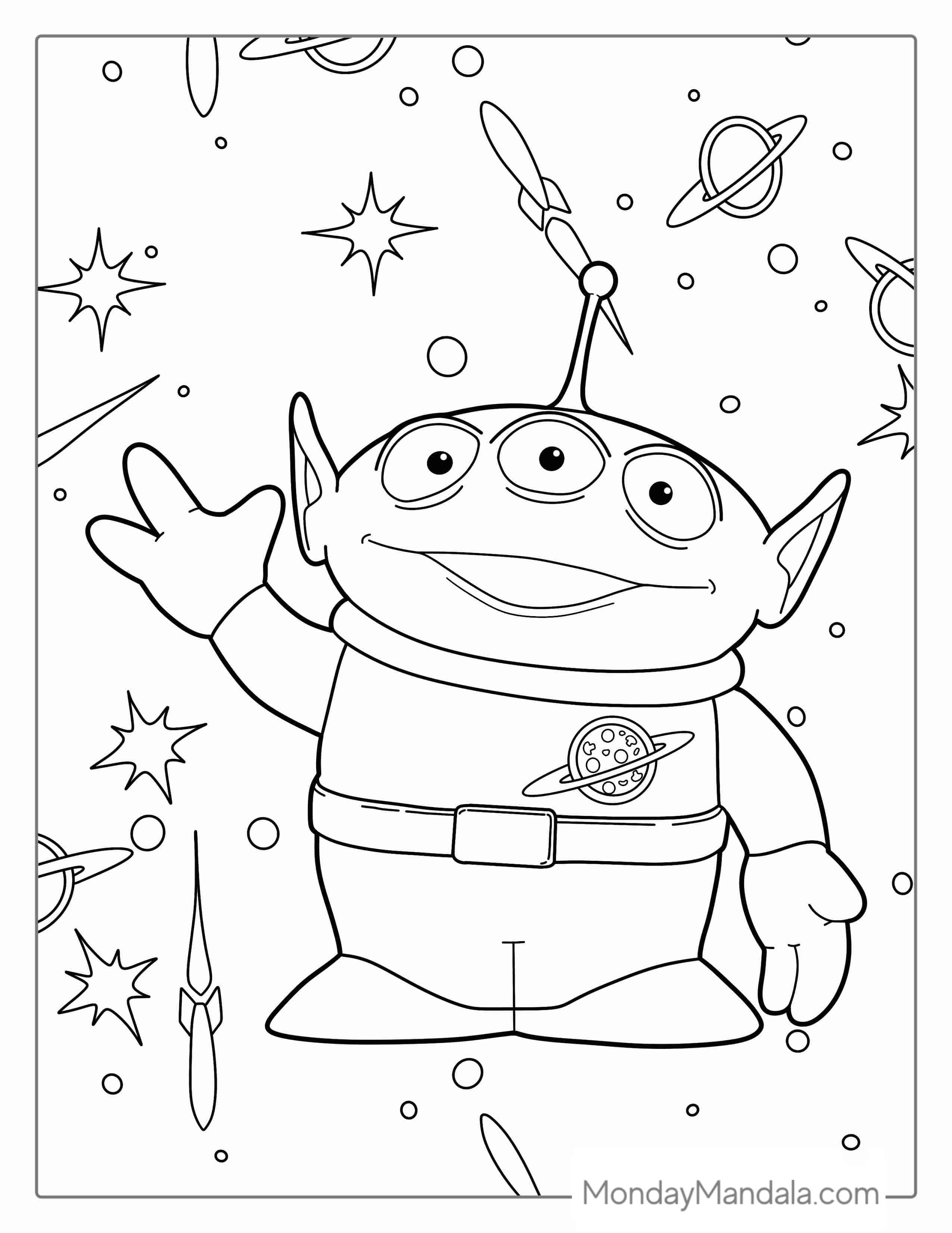 Simple Coloring Page Of Toy Story Alien coloring page