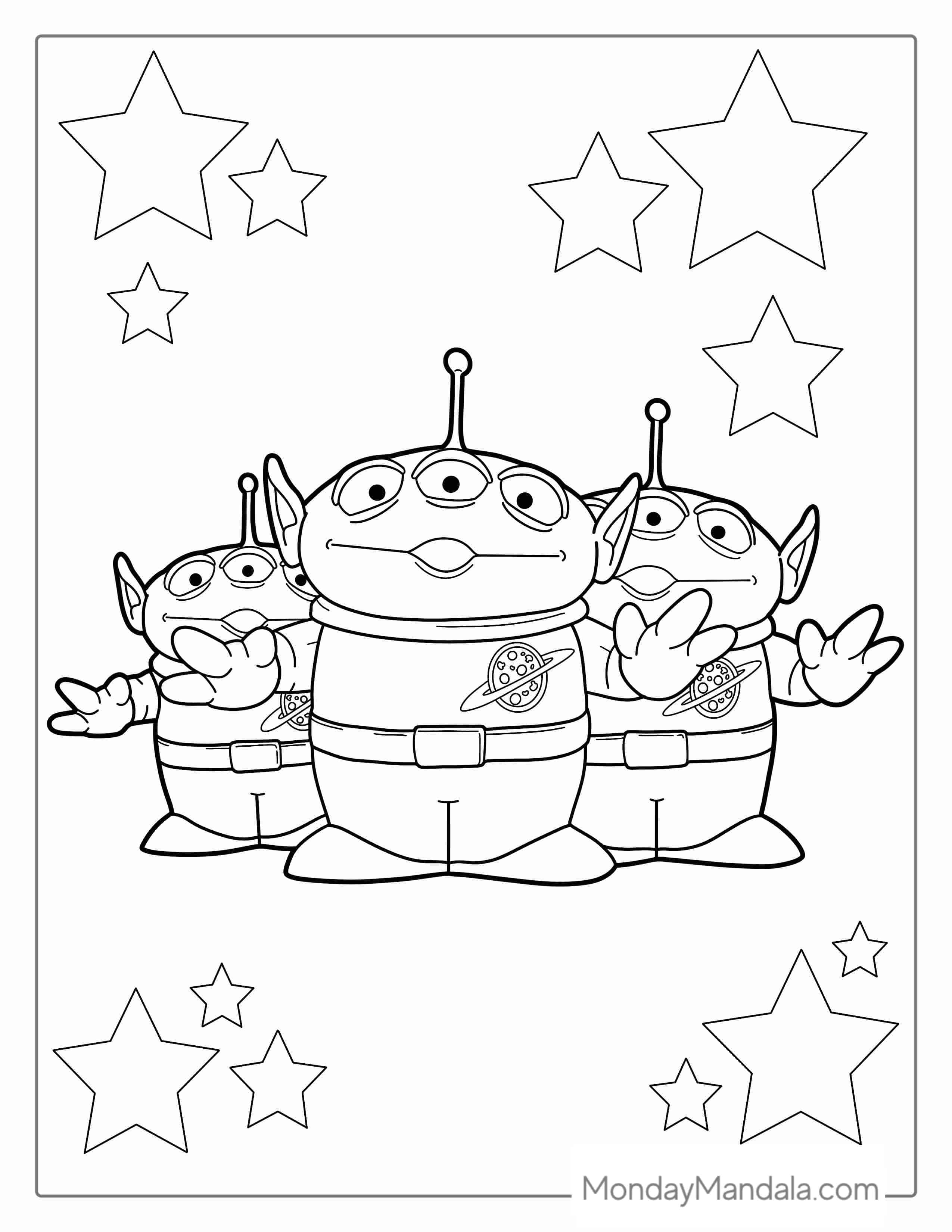 Toy Story Aliens Coloring Sheet coloring page