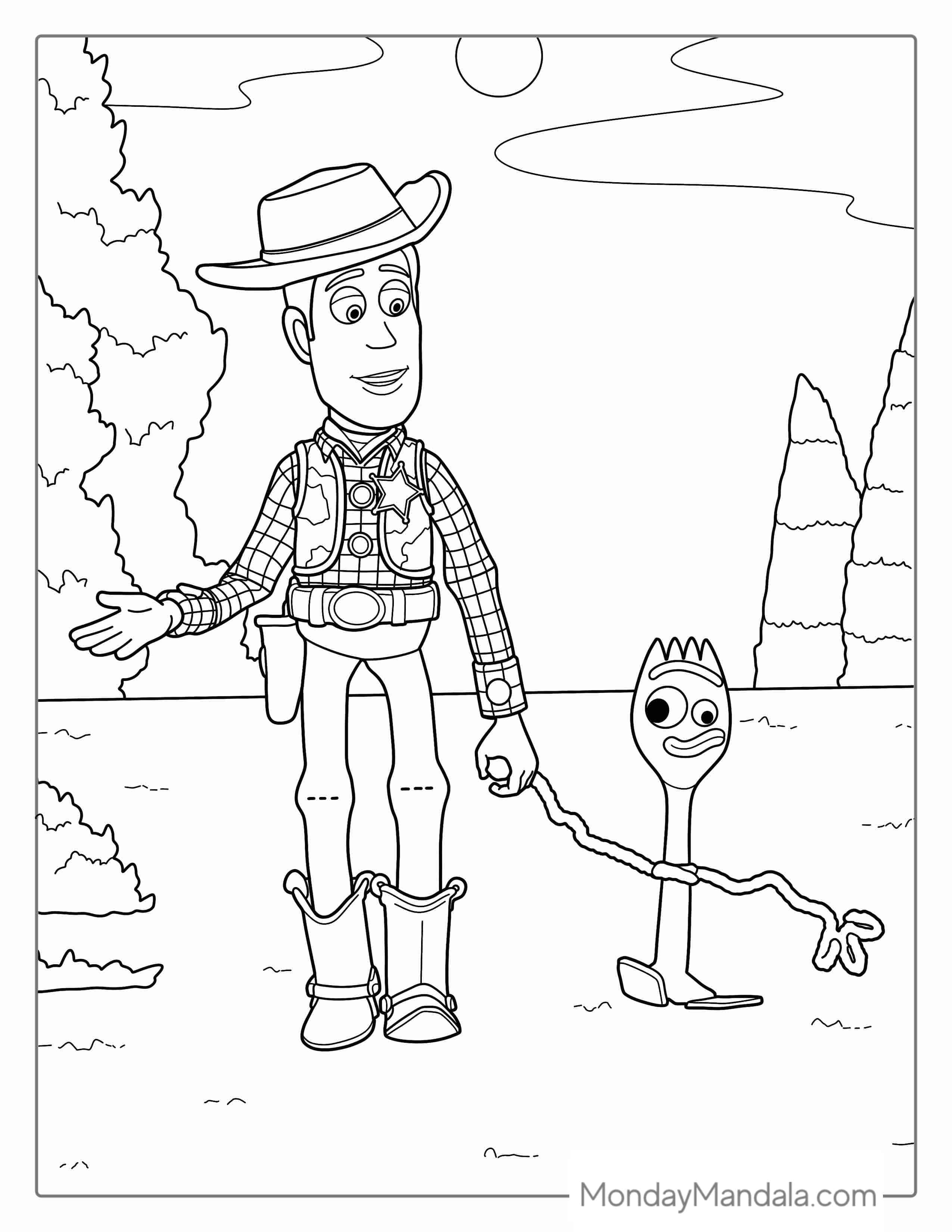 Woody And Spork Coloring Sheet coloring page