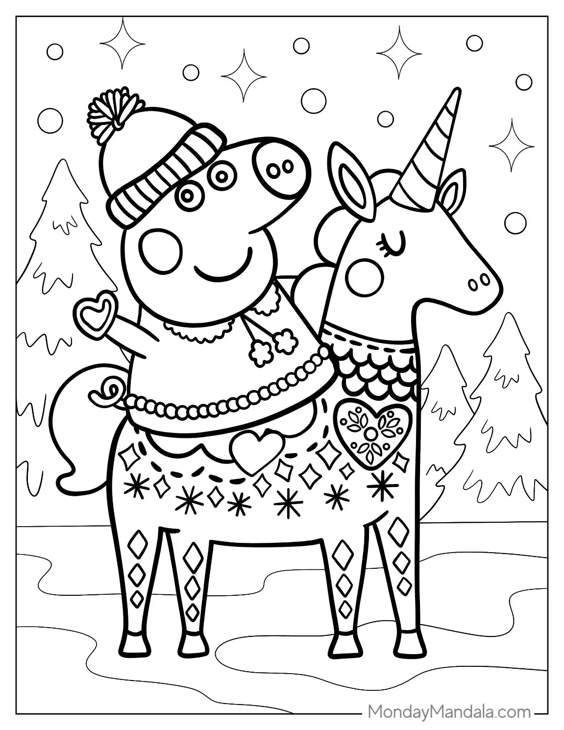 Coloring Page Of Peppa Pig And a Unicorn Coloring Page coloring page