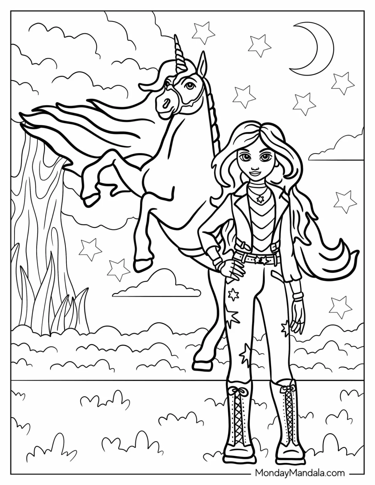 Unicorn Coloring Page Academy Sophia And Wildstar In The Forest coloring page
