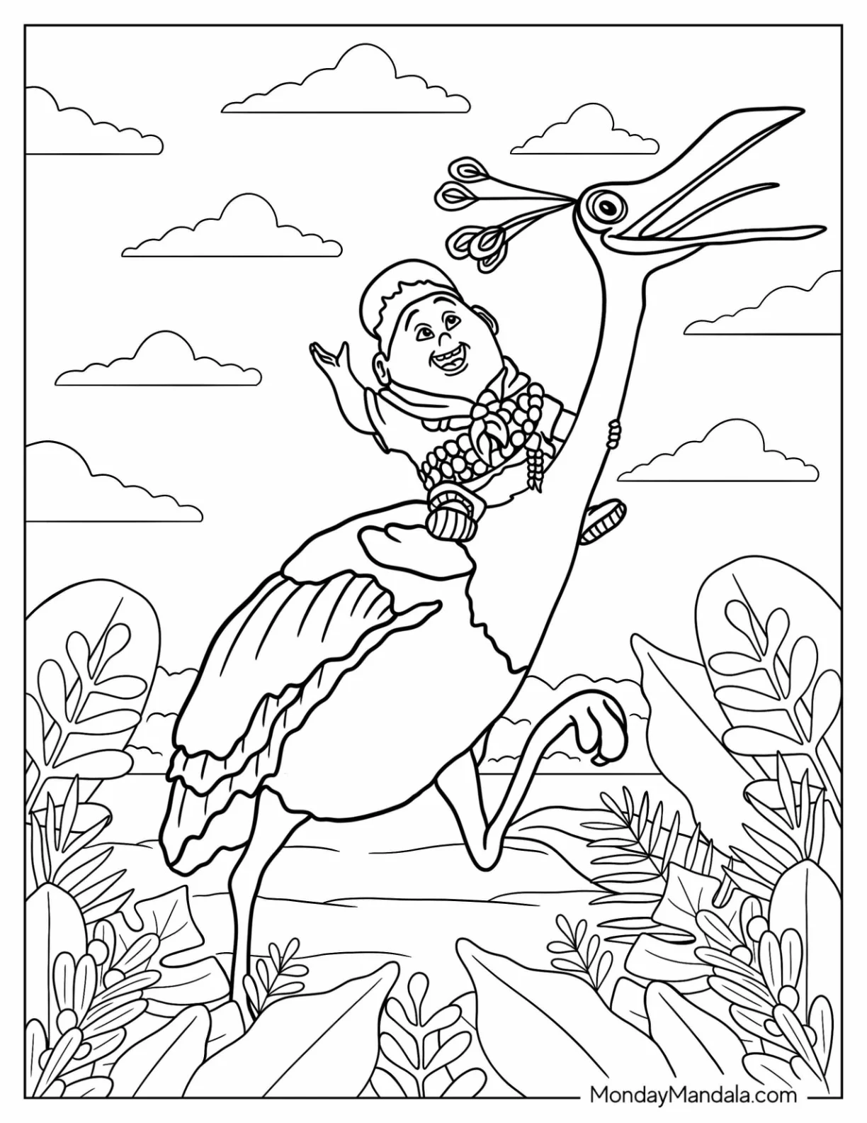 Up Coloring Page Of Russel Riding Kevin Dodo Bird coloring page