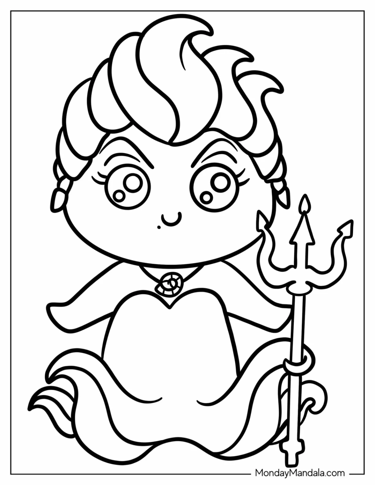 Kawaii Chibi Ursula Coloring Page For Preschoolers coloring page