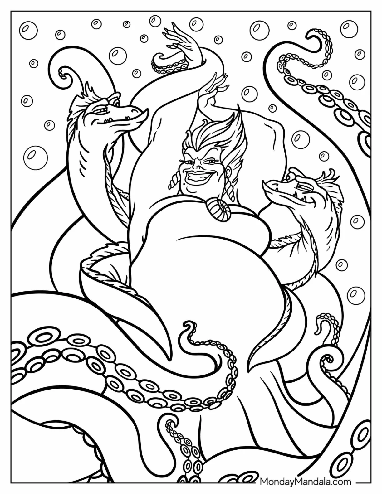 Realistic Ursula Coloring Page With Flotsam And Jetsam coloring page
