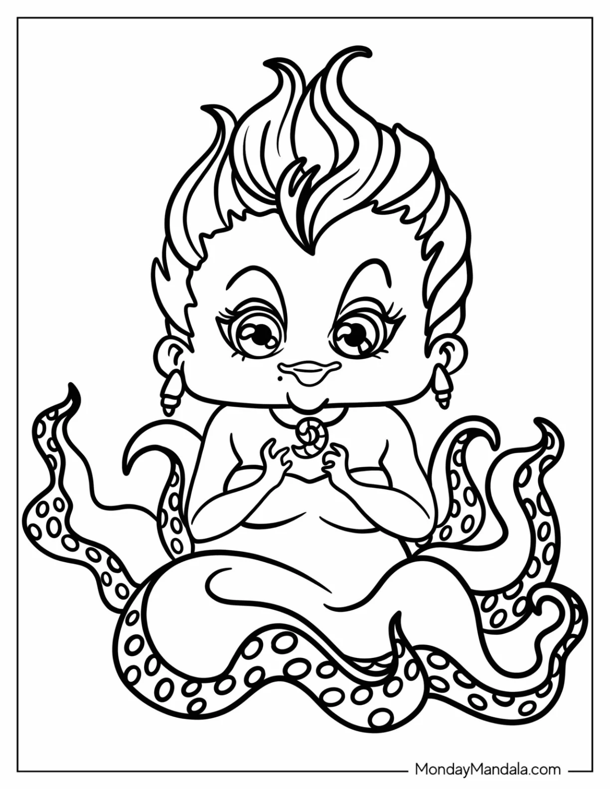 Simple Kawaii Ursula Coloring Page For Kids coloring page