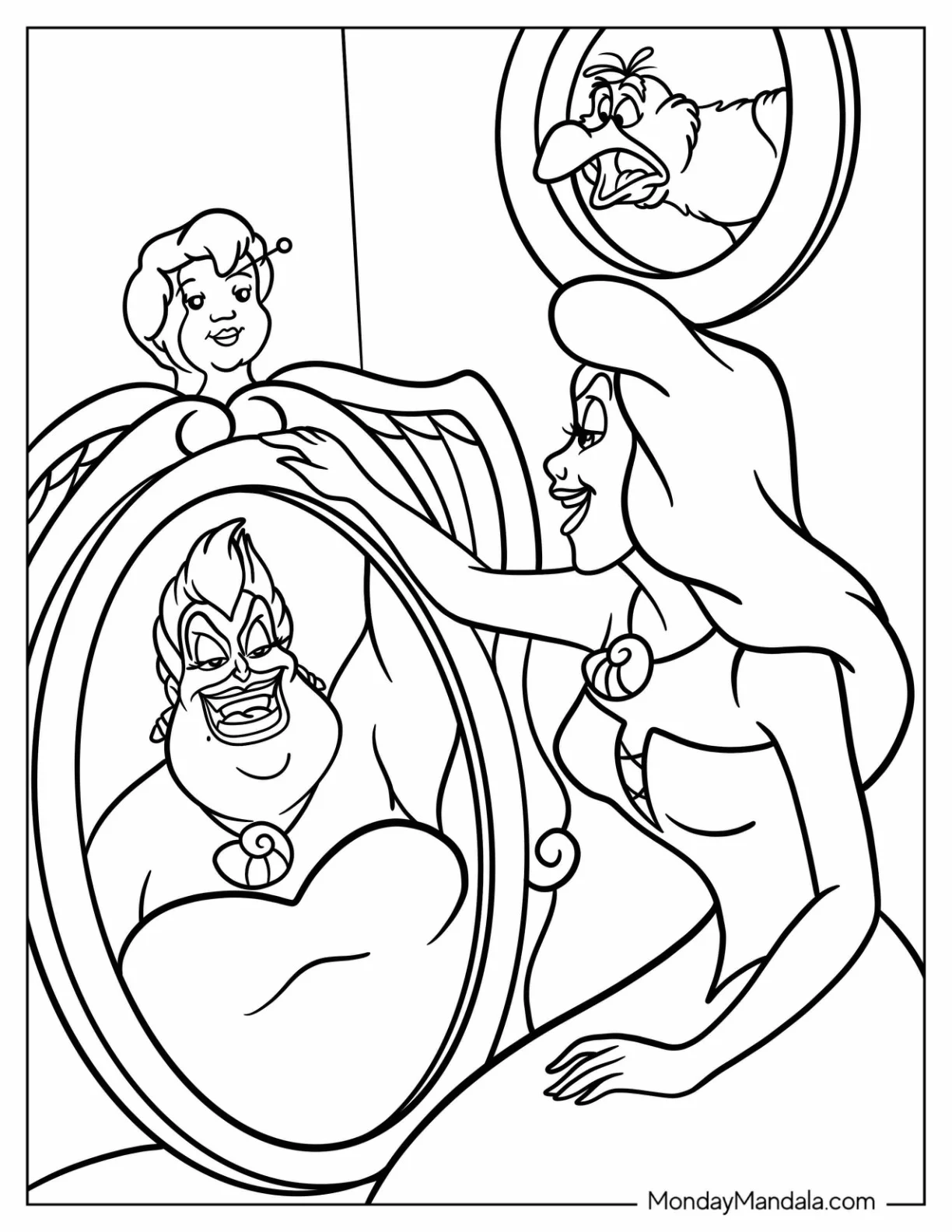 Ursula Coloring Page Of Human Form Looking At The Mirror coloring page
