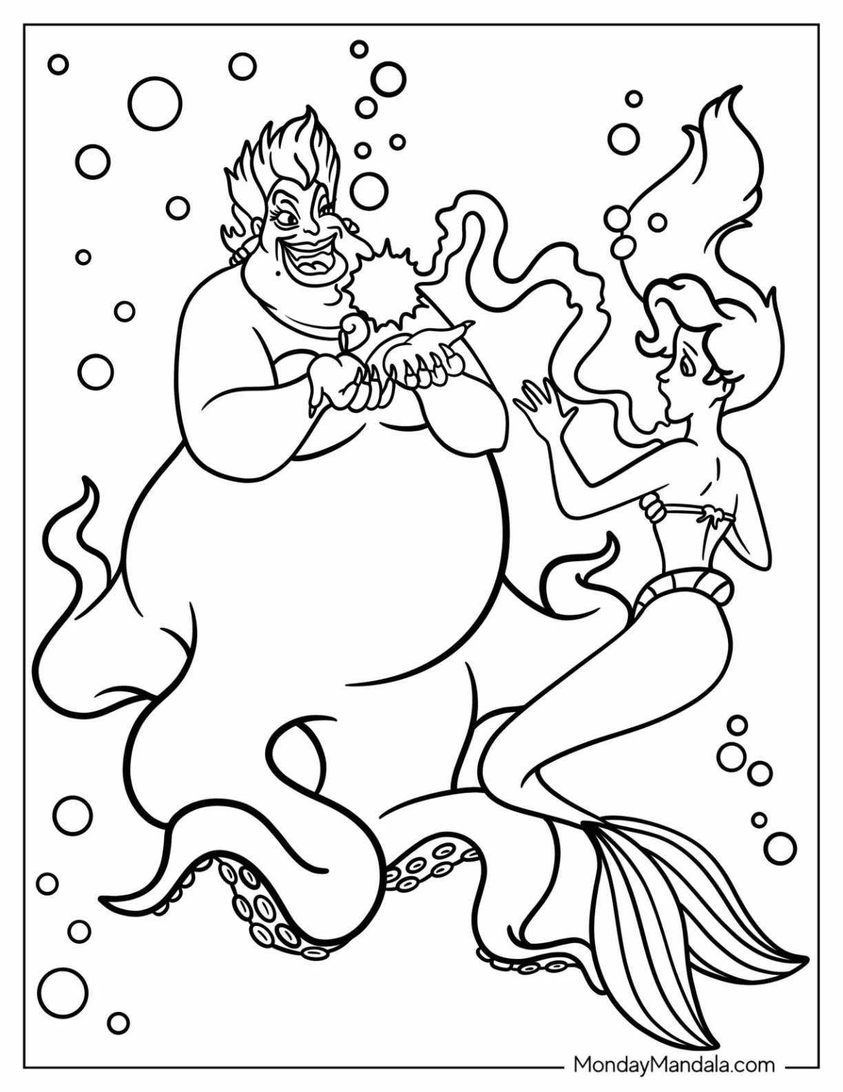 Ursula Coloring Page Of Taking Ariel's Voice coloring page