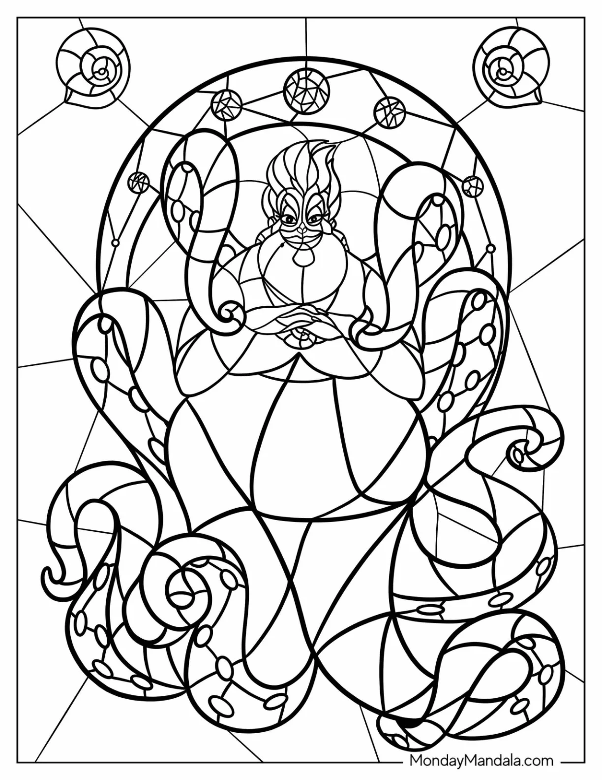 Ursula Coloring Page Stained Glass coloring page — printable line art
