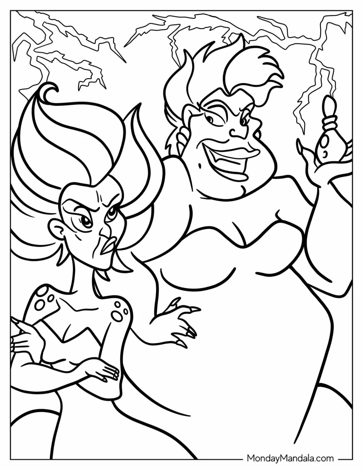Ursula Coloring Page With Morgana coloring page — printable line art