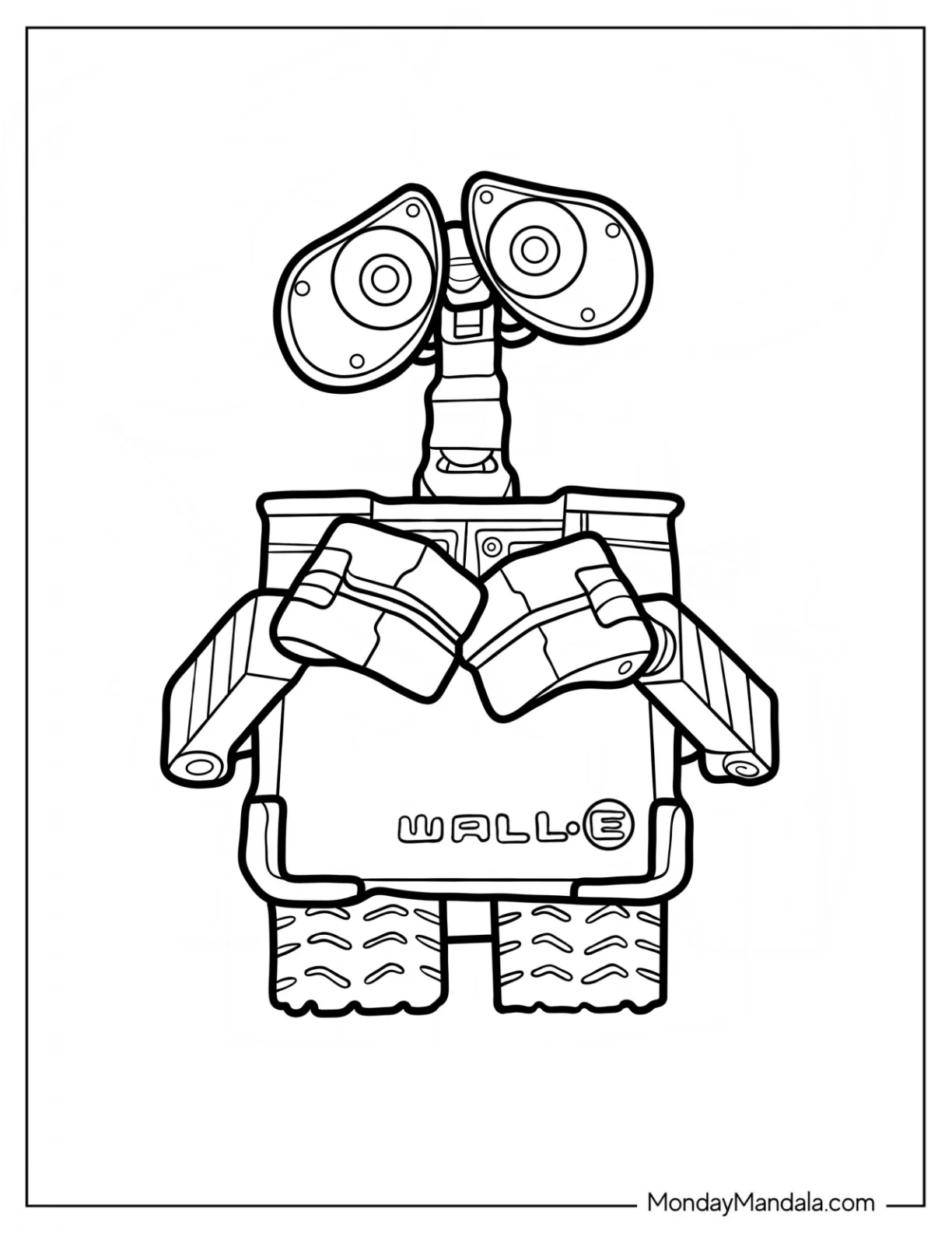 Simple Wall-E Coloring Page Outline For Kids coloring page