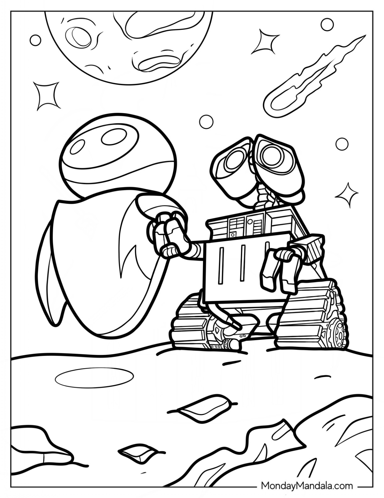 Wall-E Coloring Page And Eve Staring Into Space coloring page