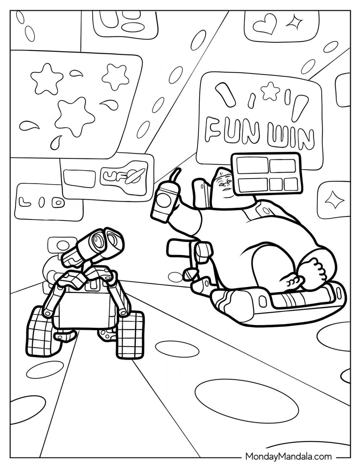 Wall-E Coloring Page Passing By John coloring page — printable line art