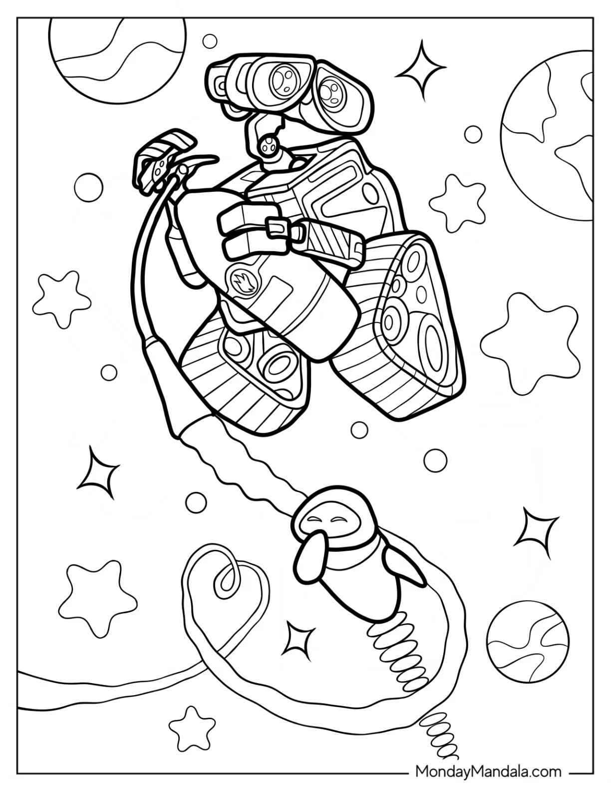 Wall-E Coloring Page With Fire Extinguisher coloring page