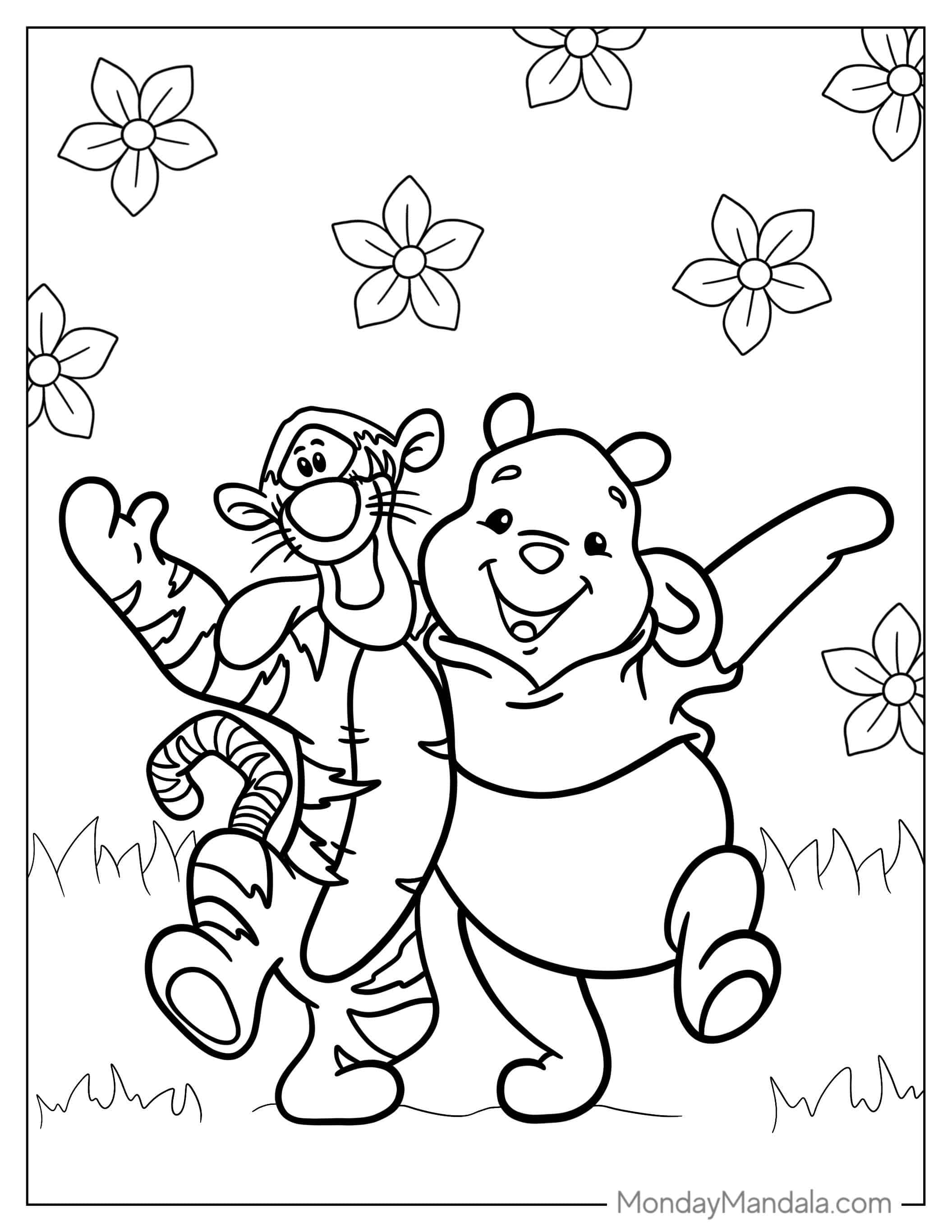 Adorable Winnine The Pooh And Tigger Coloring Sheet coloring page