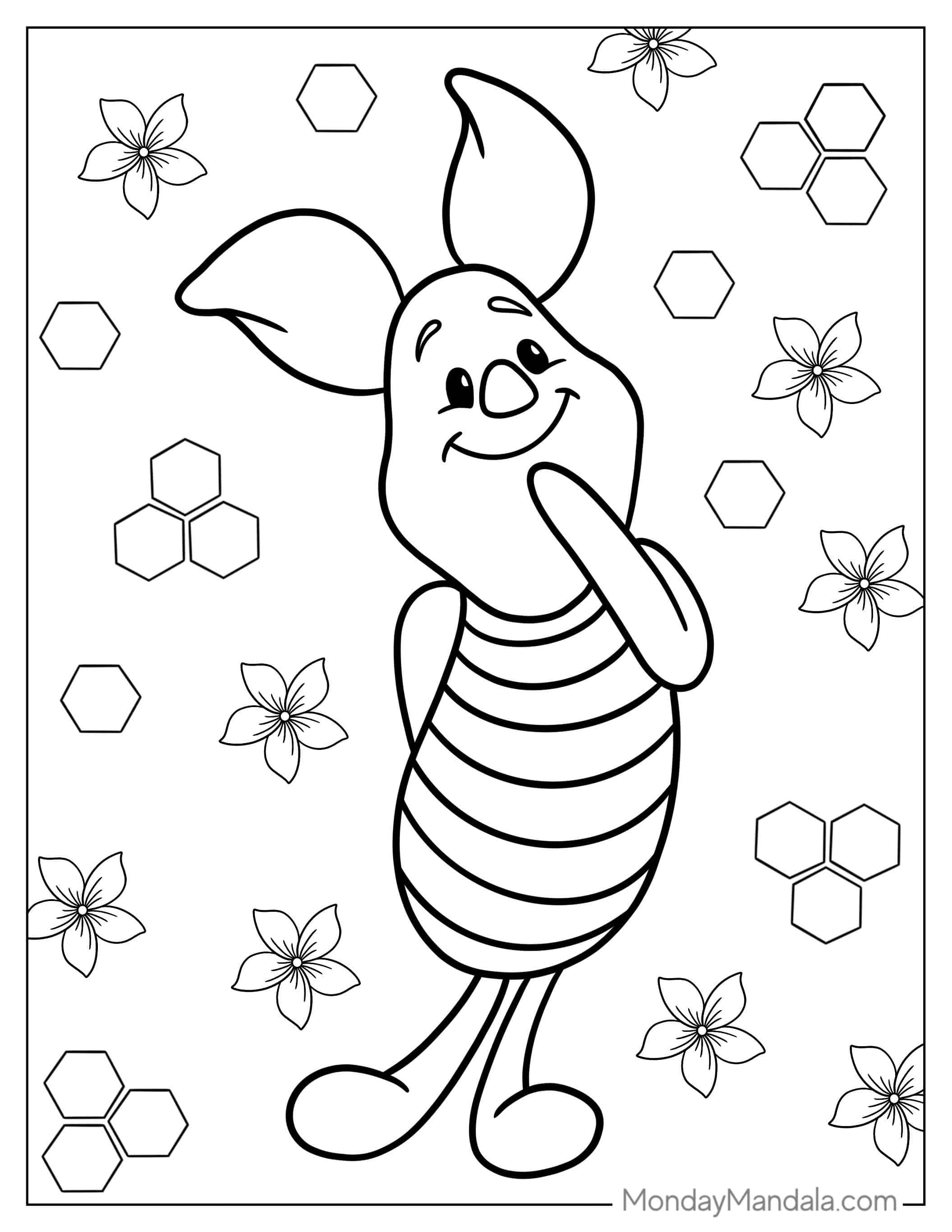 Cute Piglet Coloring Page For Kids coloring page