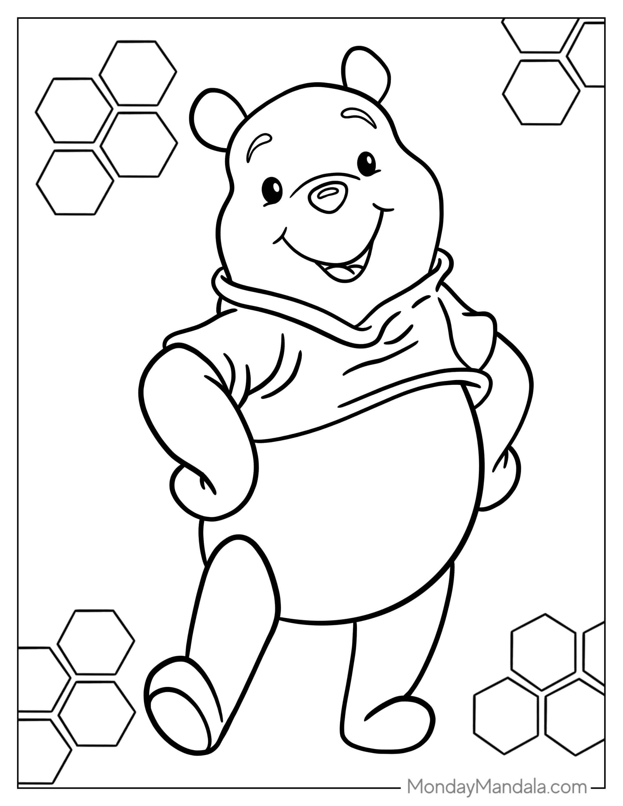 Easy Outline Of Winnie The Pooh To Color For Kids coloring page