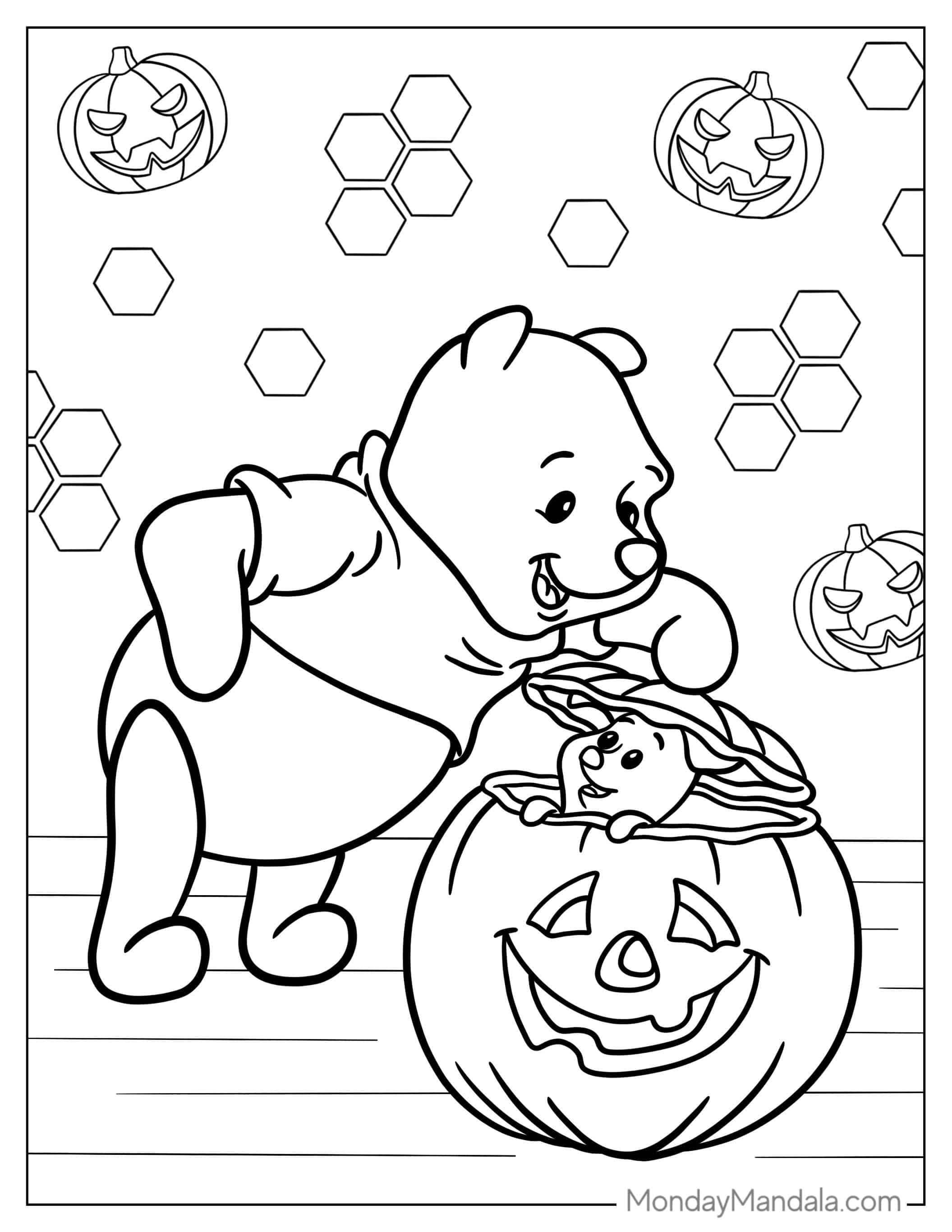 Halloween Themed Winnie The Pooh Coloring Page coloring page — printable line art