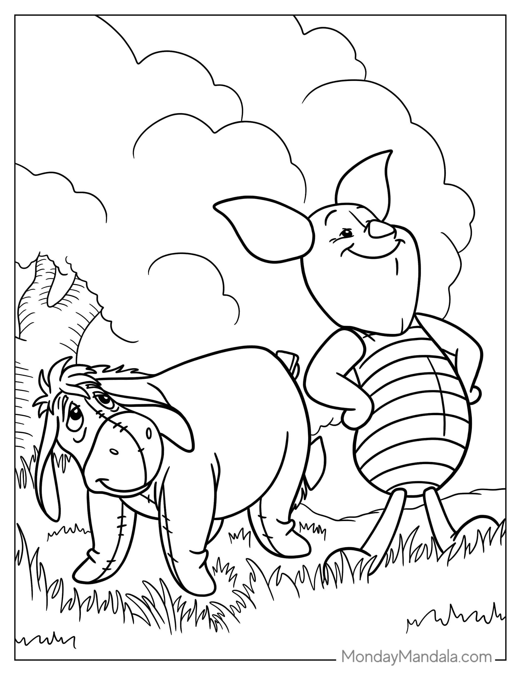 Piglet And Eeyore Coloring Page coloring page — printable line art