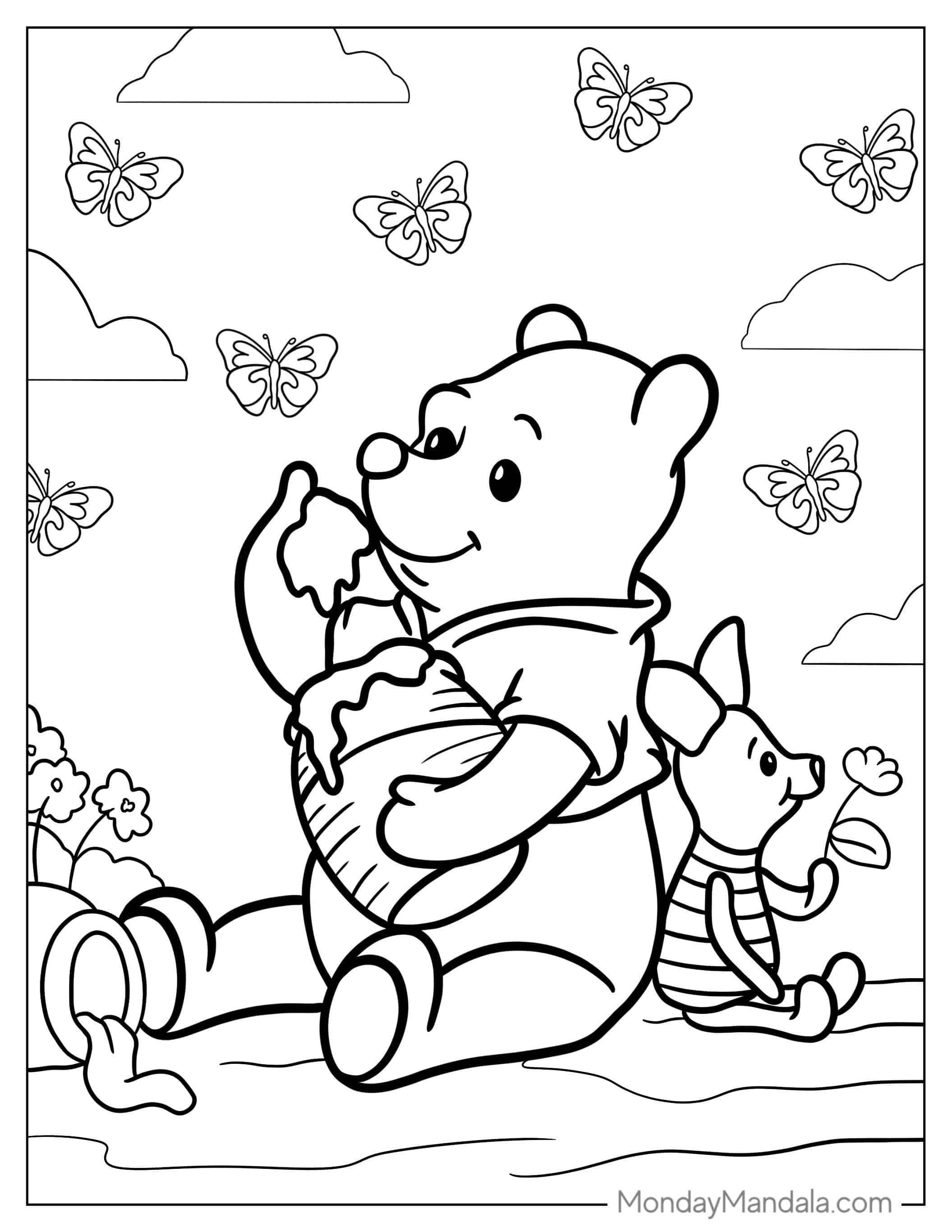 Pooh And Piglet Coloring Page For Kids coloring page